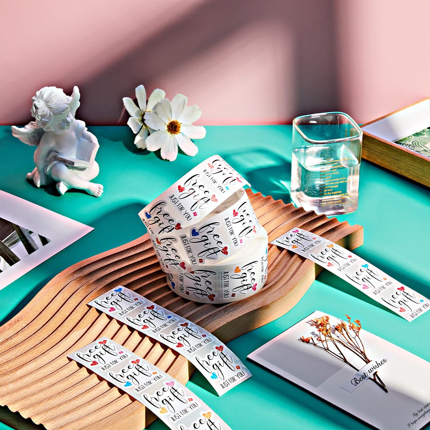 1000 Pieces Free Labels Stickers Just for You Free Stickers 1 Roll Thank You Irregular Shape Present Label Gift Boutique Small Business Handmade Label for Packaging