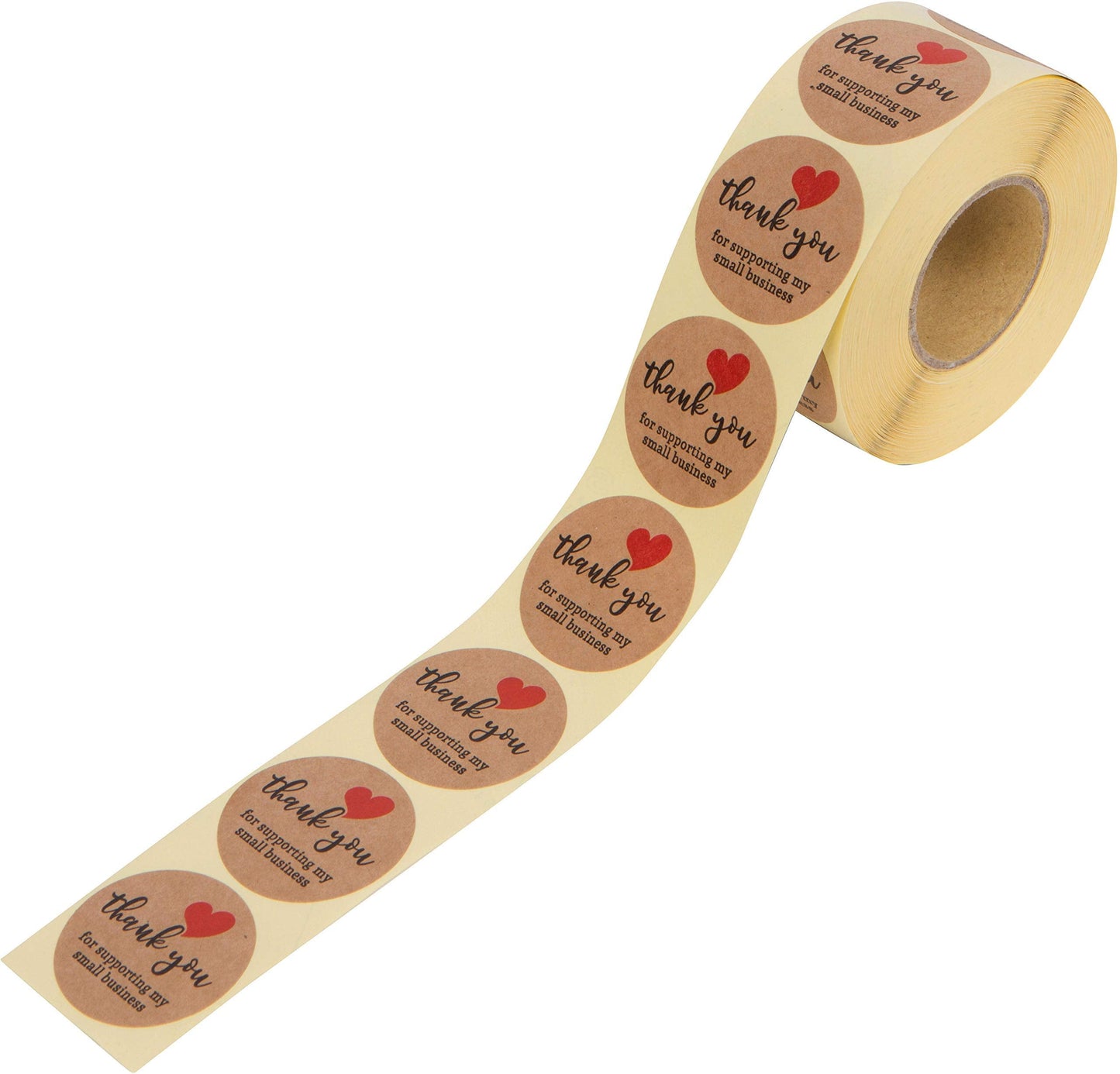 Sweetzer & Orange Thank You for Supporting My Small Business Stickers | Roll of 500 Kraft Stickers | Labels & Mailing Supplies for Small Business Boutique Bags & Merchandise Bags