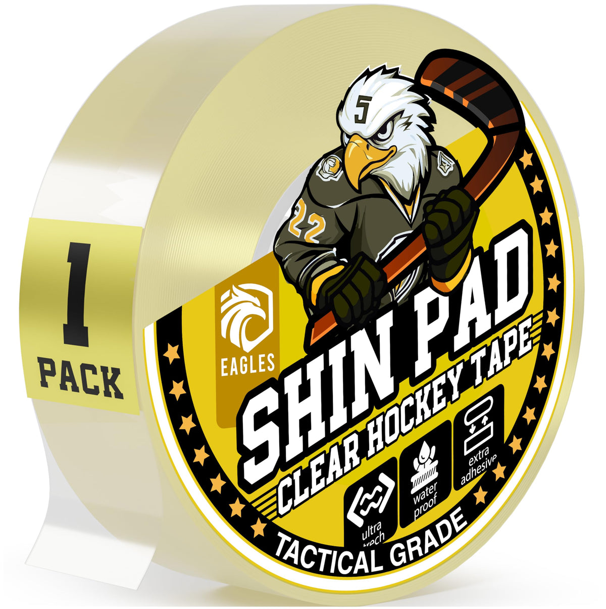 EAGLES 2 Pack Black and 1 Pack Clear Hockey Tape