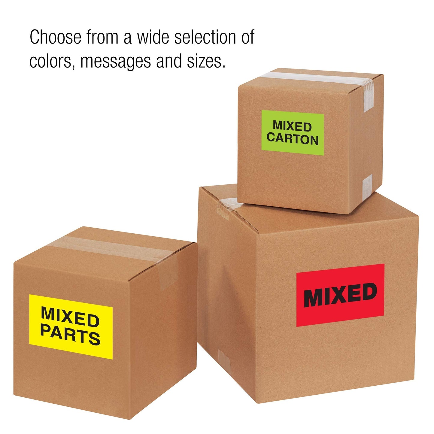 Tape Logic Labels, Mixed Carton', 2' x 3', Fluorescent Green, 500/Roll