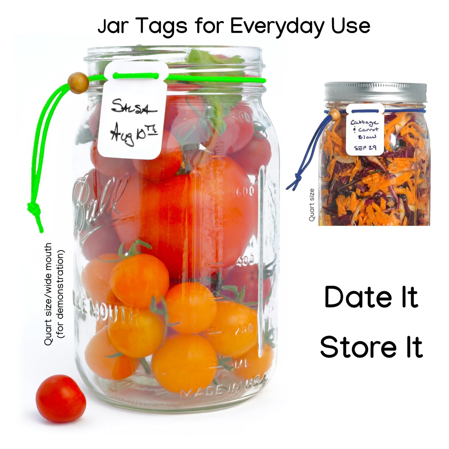 Re-Usable Mason Jar Tags, Jar Labels with Elastic String, Sharpie & COPIC Compatible, Spice & Canning Labels, Made in USA, 12pcs
