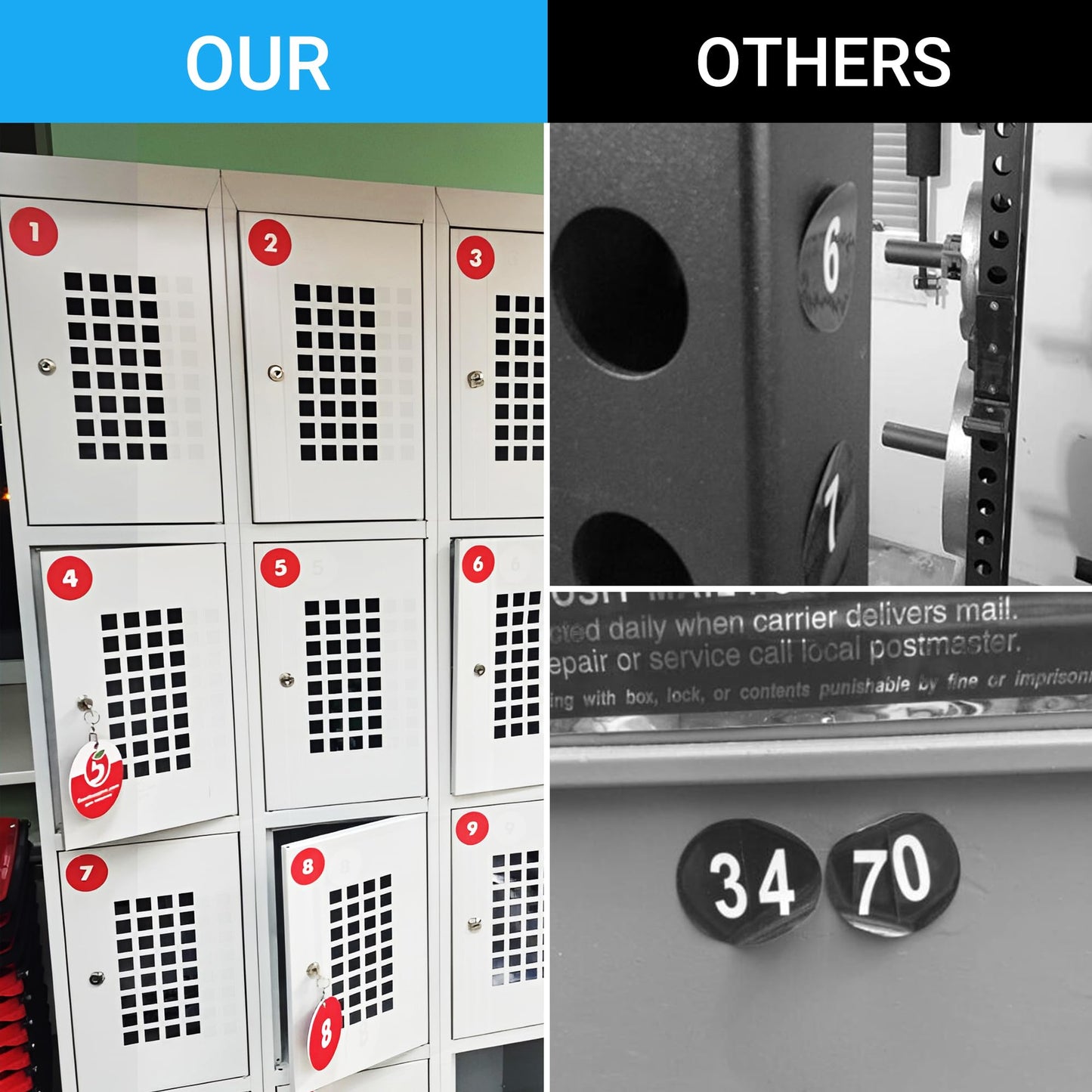 2 Sheets 1-10 Vinyl Numbered Stickers, 1.2 in Self Adhesive Waterproof Number Stickers, Consecutive Thick Number Lable Decals for Factory Machinery, Fitness Equipment, Inventory, Storage,Lockers Red(1-10 2sheets) 1.2IN