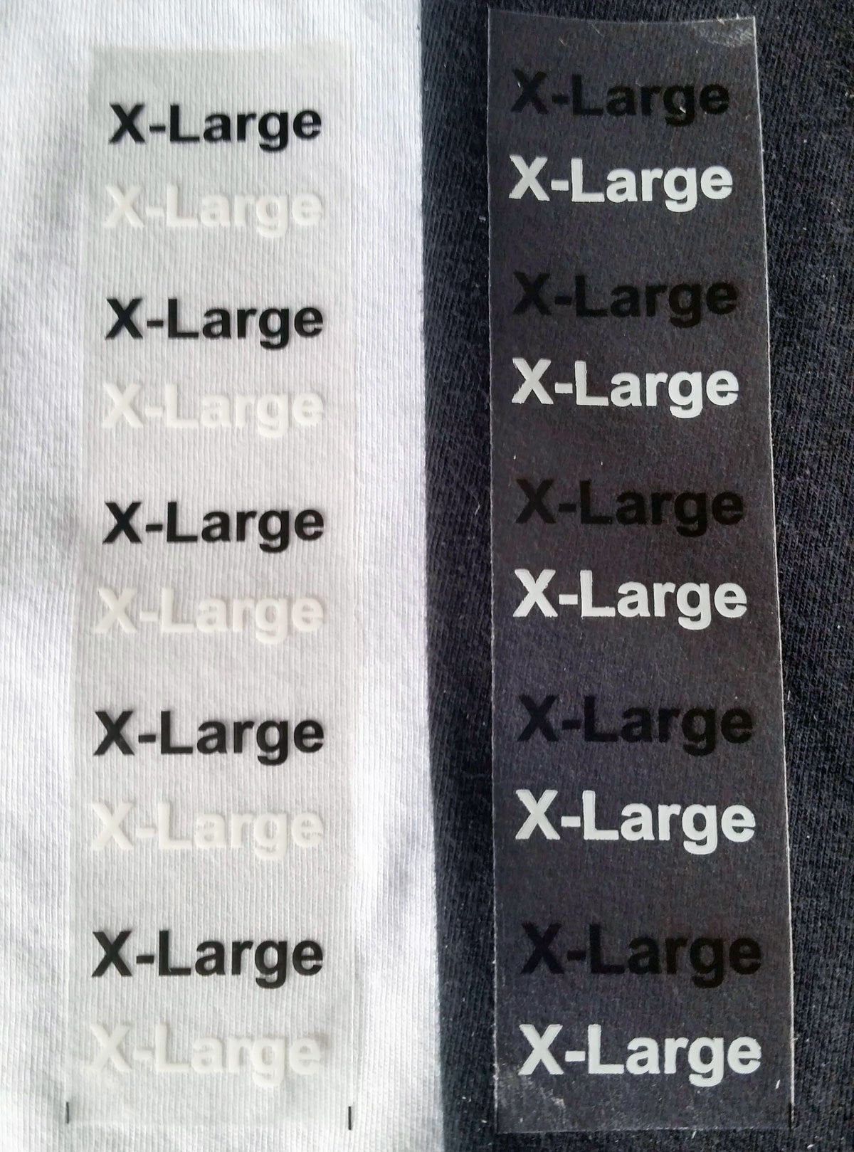 X-Large Clothing Labels Size Strip Stickers for Retail Apparel 1.25 x 5 Inch 125 Adhesive Stickers