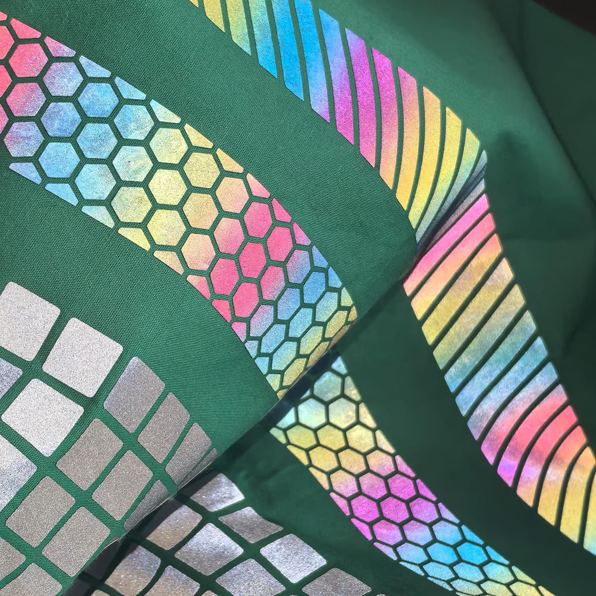 Colorful Reflective Heat Transfer Vinyl Iron On Tape for Clothing Honeycomb-Shaped 1 inch x 10 Yard