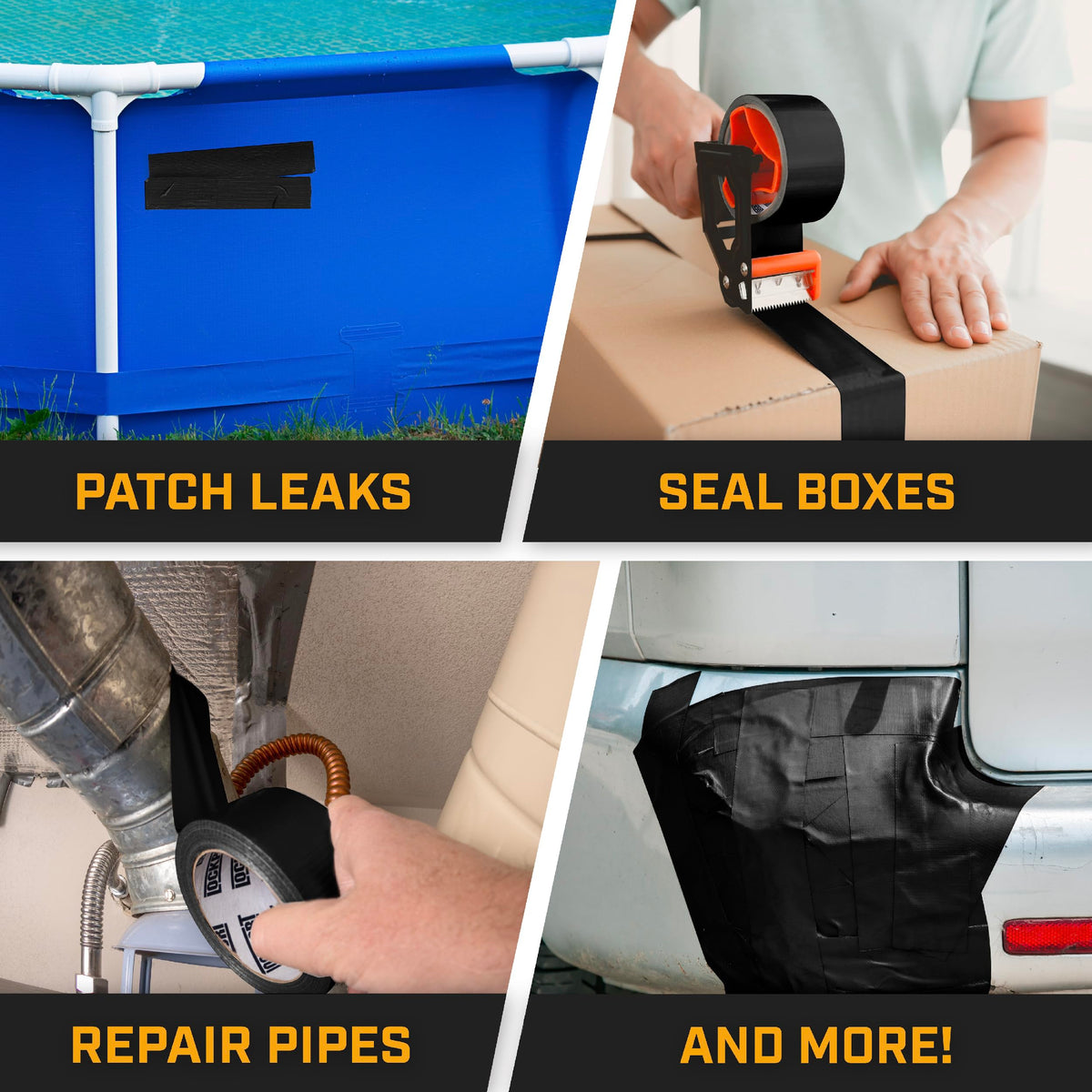 Lockport Duct Tape Heavy Duty Waterproof,20 Yards x 2 Inch,Strong Adhesive Roll for Indoor & Outdoor Repair,No Residue,Tear by Hand - Duct Tape Bulk Value (Black, 1 Pack) Black