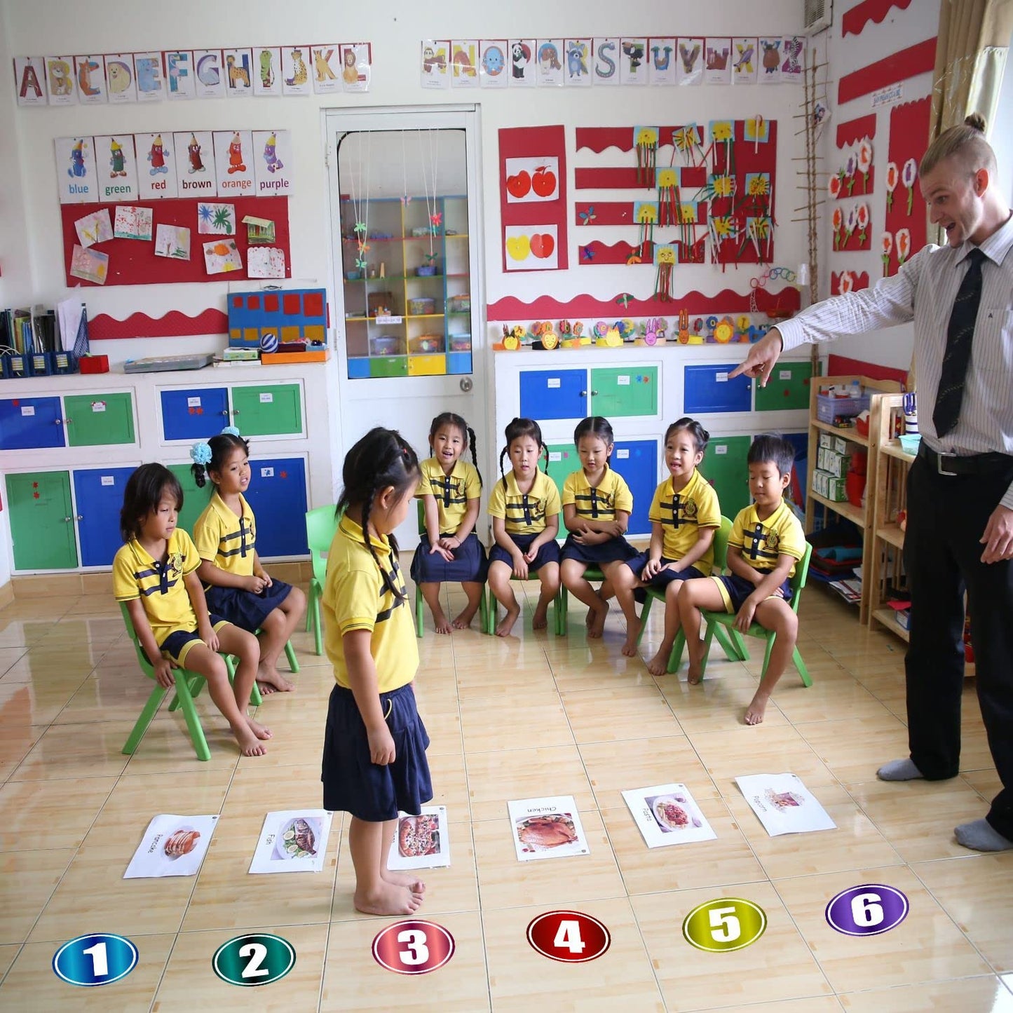 PARTH IMPEX Classroom Line Up Floor Decals - (Pack of 40) 4" Large Numbered Spot Markers Stickers Social Distance Helper Colorful Labels