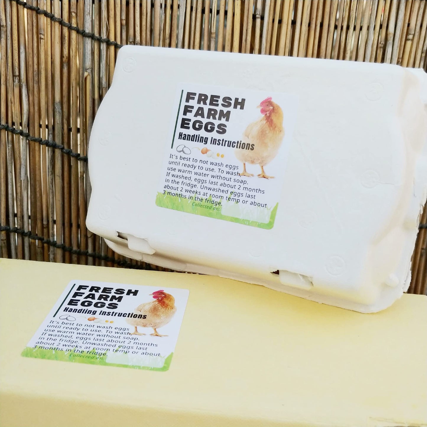 Havongki 200 Pack Premium Fresh Farm Eggs Handling Instructions Stickers Labels Care Accessories | Egg Blank Cartons 4 6 12 15 18 30 48 50 Count Basket Box Container Storing Extra Organizer -M11SS200