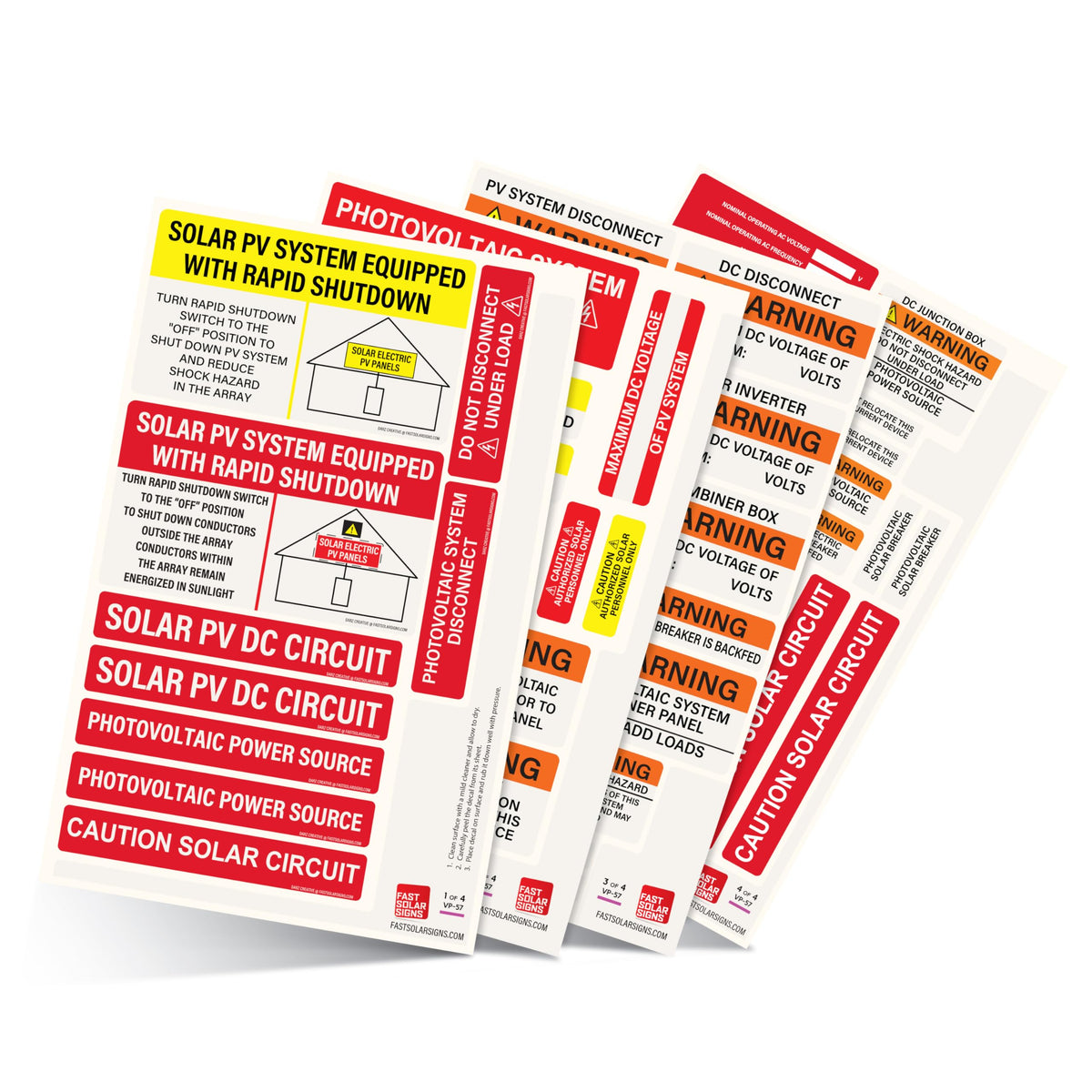 Photovoltaic Solar System Installer Label Kit | 57 Pack | 2020 | 2017 Code | Electrical Panel Safety | PV Warning Set | Caution Solar Circuit | Made in USA