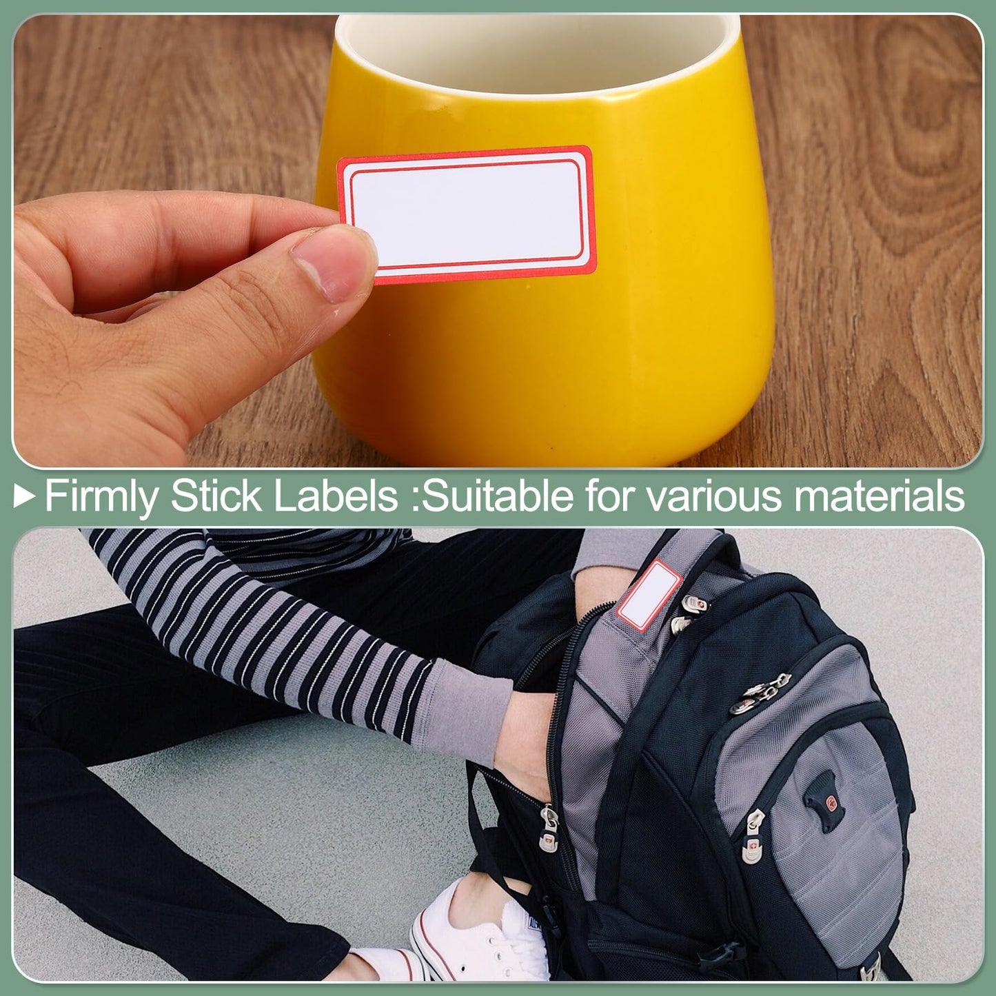 M&G 600 Pcs Name Tag Stickers, Name Labels Stickers Waterproof Adhesive Labels Blank for Stuff-Daycare Supplies Bottle Clothes Fabric Folder Office Camp, 24x55mm, Red White
