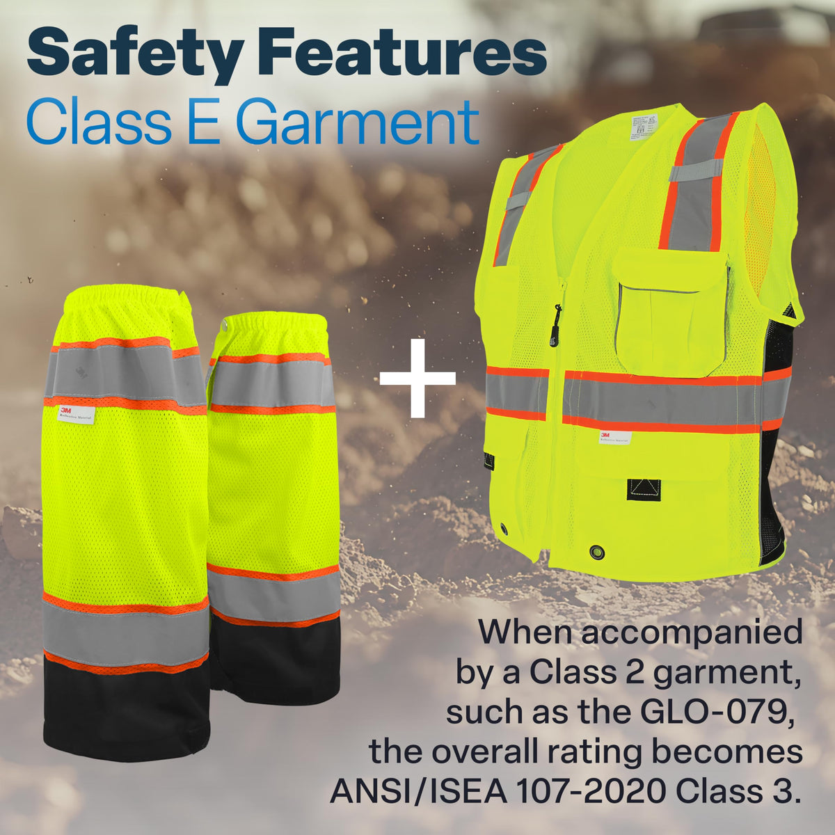 GGS Leg Gaiters - High Visibility Mesh with Reflective Tape, Lightweight Safety Gear for Hunting, Construction/Roadwork, Outdoor Projects, Universal Fit, Yellow/Green Mesh Polyester High-visibility Yellow/Green