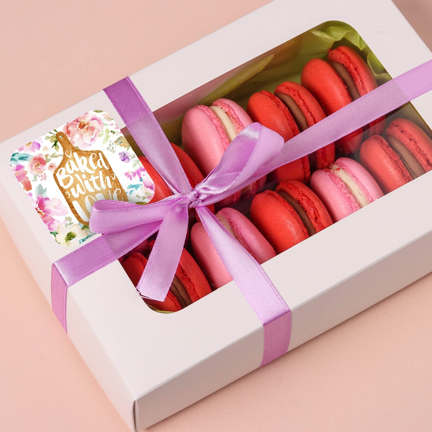 Mobiusea Creation Baking Labels, 300pcs 2" Waterproof, Elegant Floral Design, for Bakery Bags, Dessert Packaging, Cookie Stickers, Cake Stickers