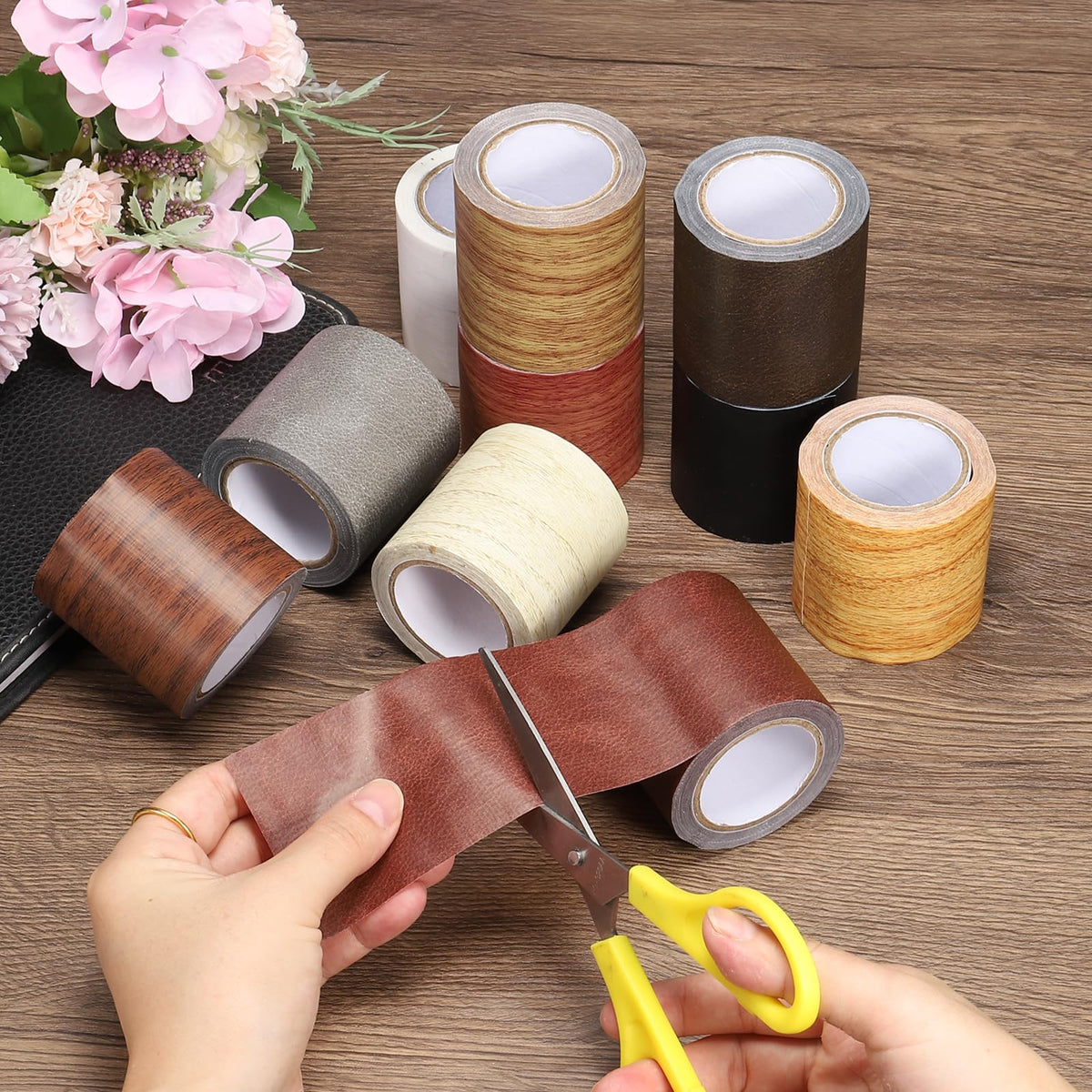 PATIKIL Wood Grain Repair Tape 4" X30', Self Adhesive Realistic Textured Repair Tape Patch for Floor Door Table Cabinets Desk, Natural Oak 4" x 30'