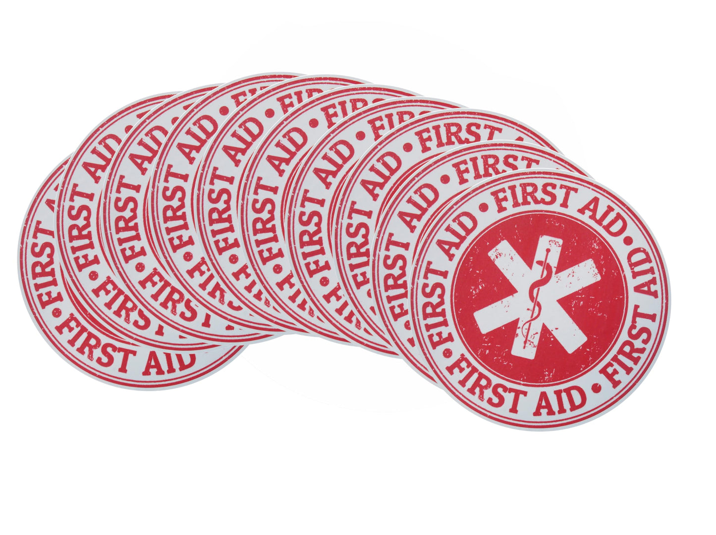 10 pcs 5'' X 5" First Aid Emergency Medicine Symbol Stamp Sticker Decal Design,Bubble Free Self Adhesive Stickers,Waterproof Emergency Treatment Labels