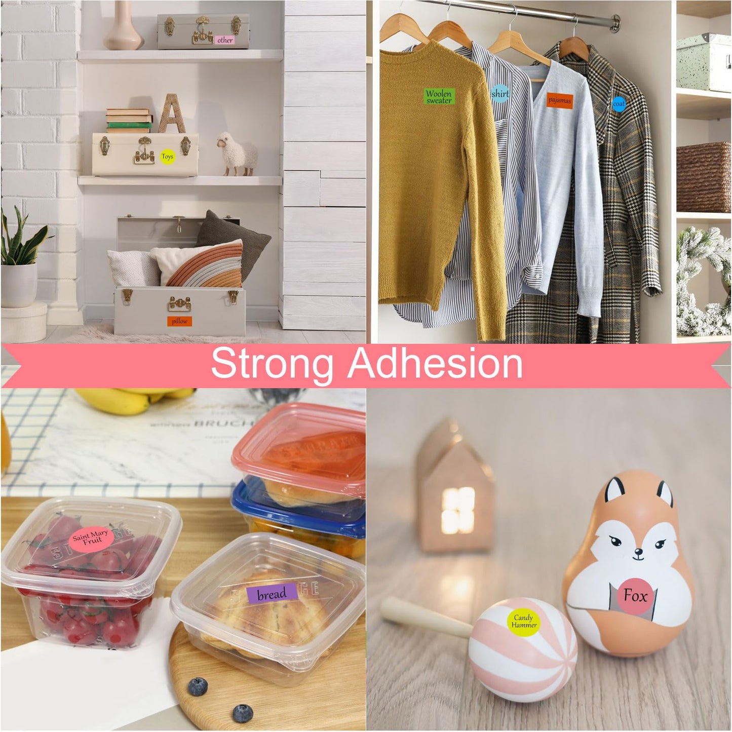 2040pcs Square Round Colored Dot Stickers Colorful Coding Label Sticker Removable Sticky Labels Stickers Dots for Toddlers Students Office Classroom (12 Sheets)