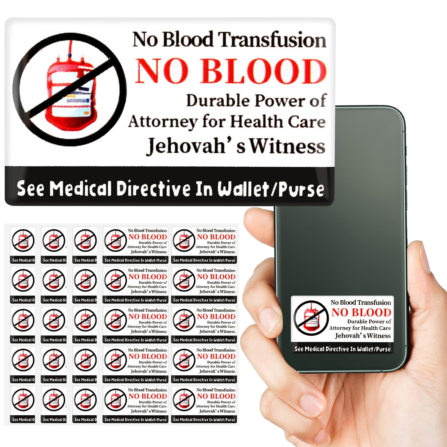 20 Pcs Jehovah's Witness No Blood Stickers - JW Meeting Accessories & Ministry Supplies - Gifts for JW.org Pioneer Convention 20