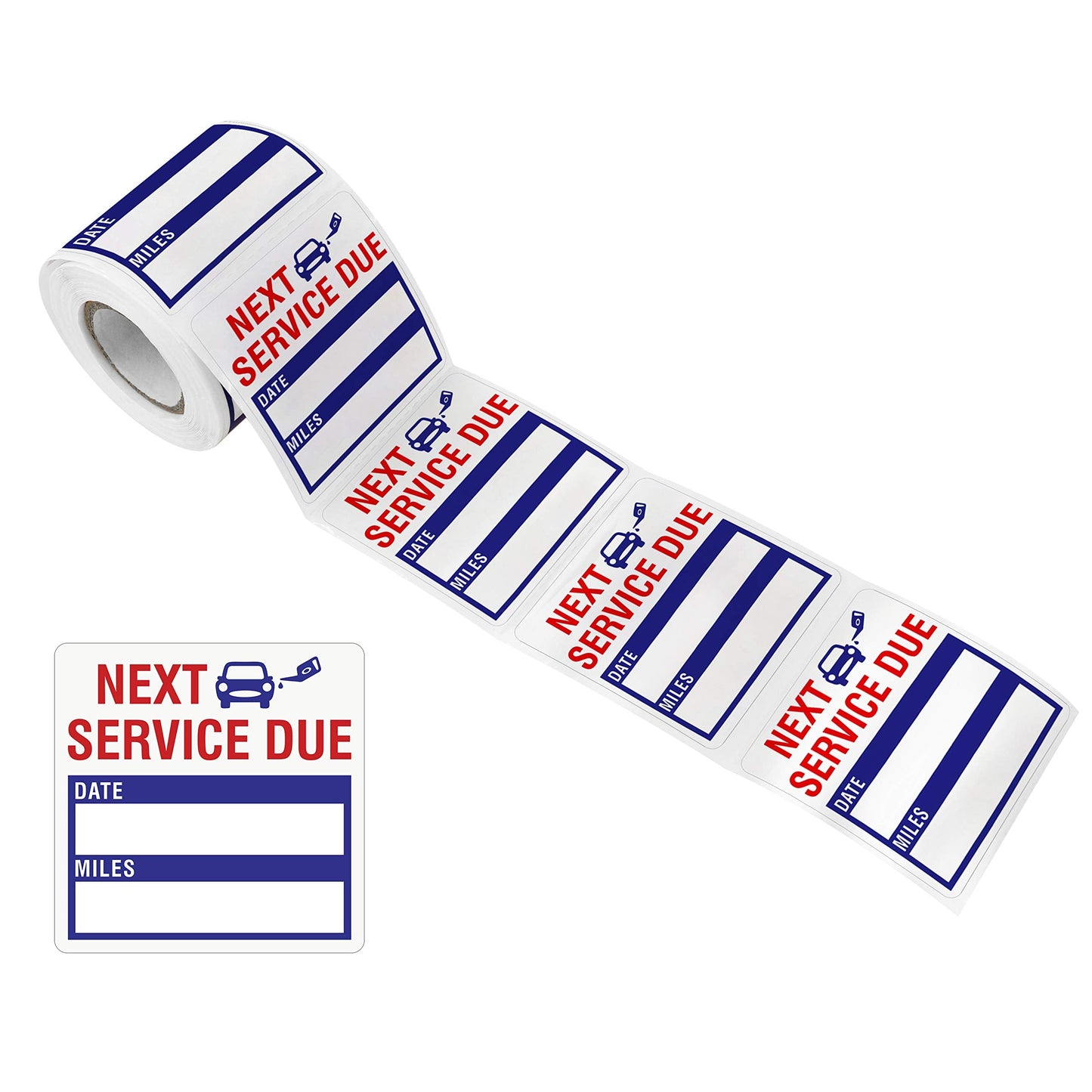 150 PCS Oil Change Auto Maintenance Service Due Reminder Stickers,Waterproof/Tear Resistant Residue-Labels in Roll with Perforation Line(Each Measures 2” X 2”) Blue 150Pcs