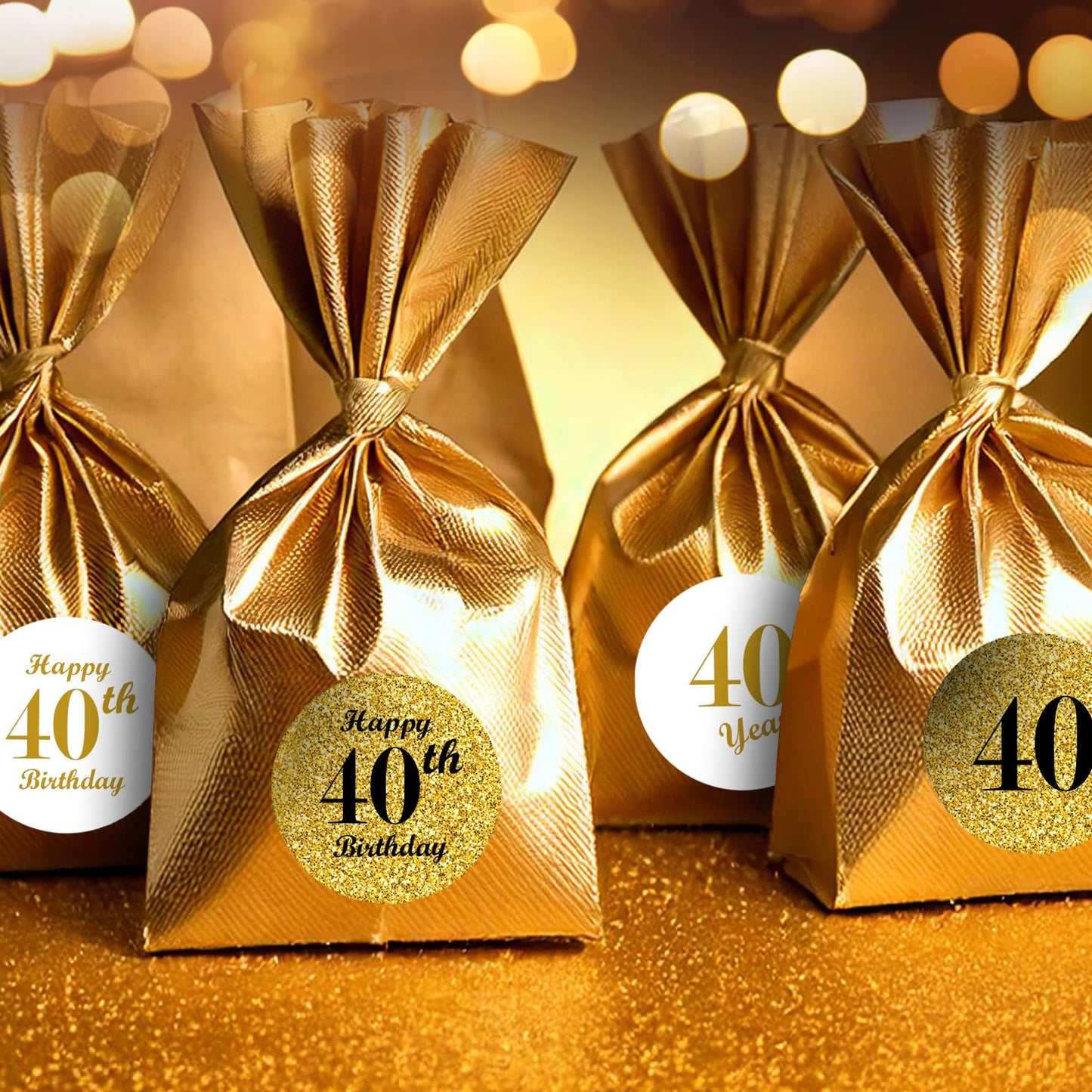40th Birthday Gold Kisses Stickers, (Set of 324) Chocolate Drops Labels Stickers for Birthday Party, Party Favors Decor for Kisses. Made in USA