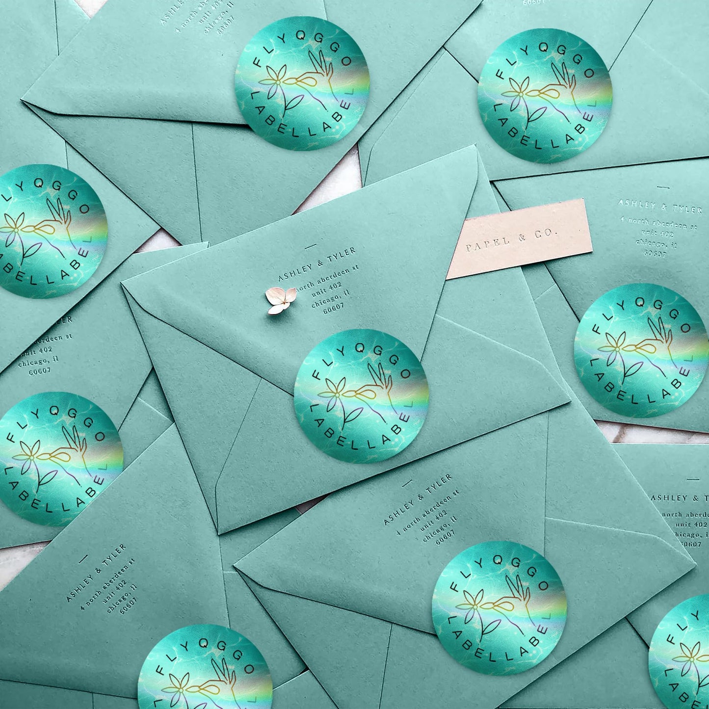 2" Circle Holographic Thermal Label Stickers, Direct Thermal Ocean Stickers Labels for Gift Wrapping, Name Price Tag DIY Custom Logo, Compatible with Rollo & MUNBYN Printers (500 Pcs/Roll) Green