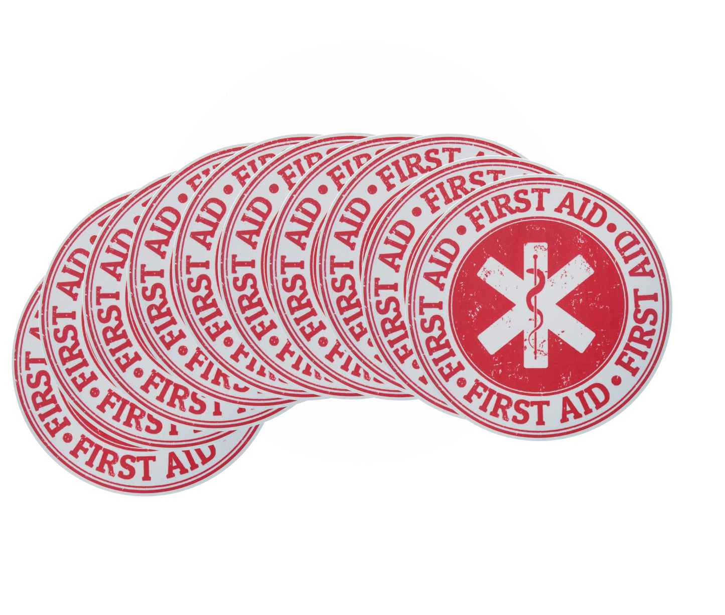 10 pcs 5'' X 5" First Aid Emergency Medicine Symbol Stamp Sticker Decal Design,Waterproof Emergency Treatment Labels, Bubble Free Self Adhesive Stickers