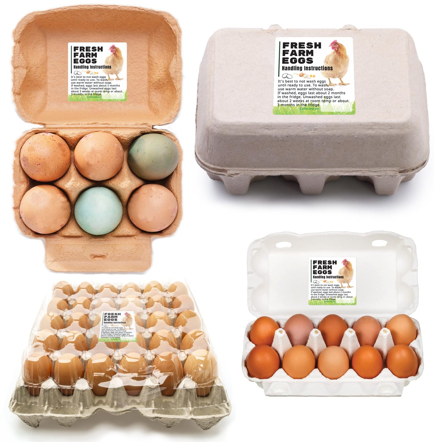 Havongki 200 Pack Premium Fresh Farm Eggs Handling Instructions Stickers Labels Care Accessories | Egg Blank Cartons 4 6 12 15 18 30 48 50 Count Basket Box Container Storing Extra Organizer -M11SS200