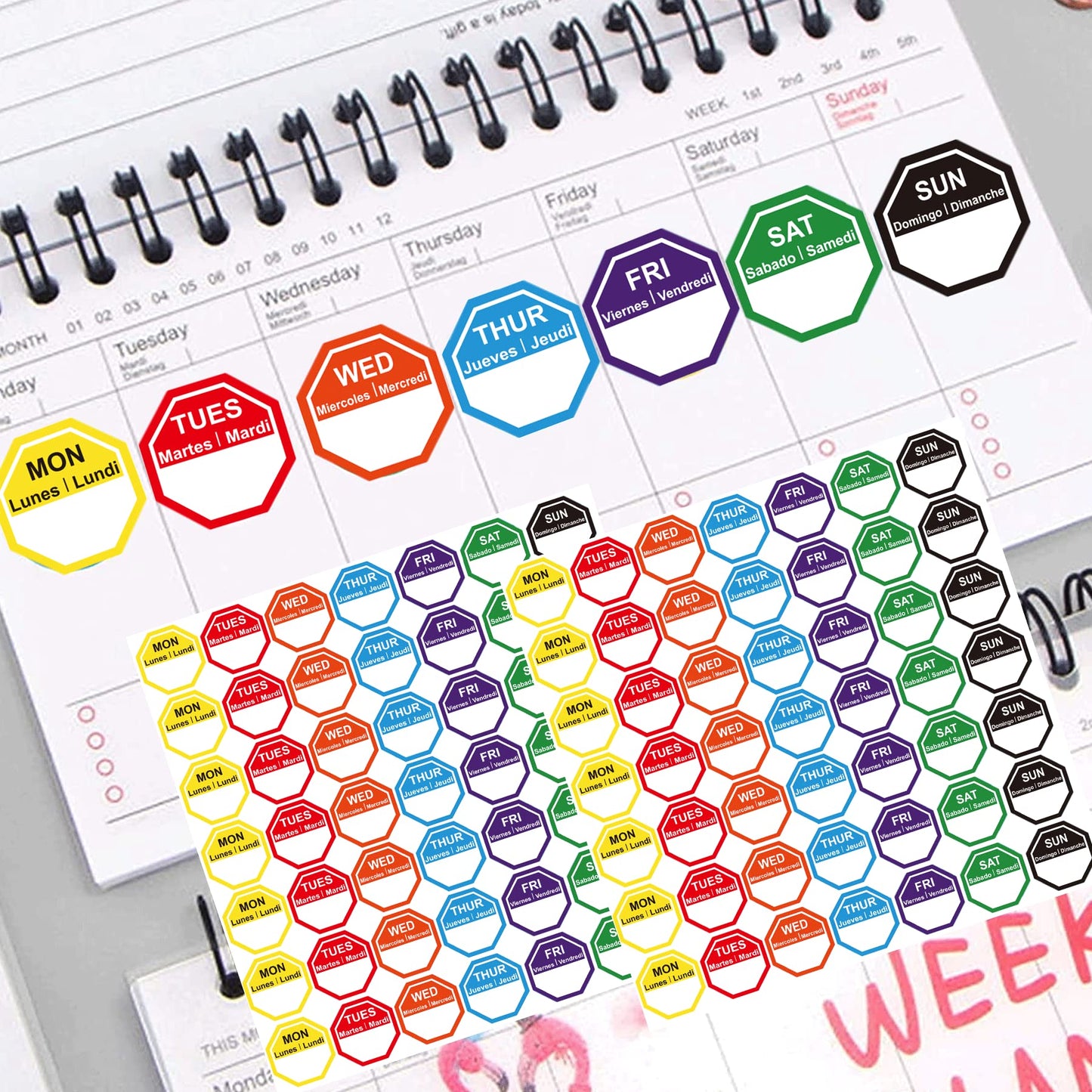 7 Days of The Week Labels Color Coding Food Rotation Dot Stickers-Mon, Tue, Wed, Thurs, Fri, Sat Sun Day Labels-1 Inch Color-Coded Tab Weekly Labels 700 Pcs Color Coding Dot Self Adhesive Stickers 1 Inch Colorful