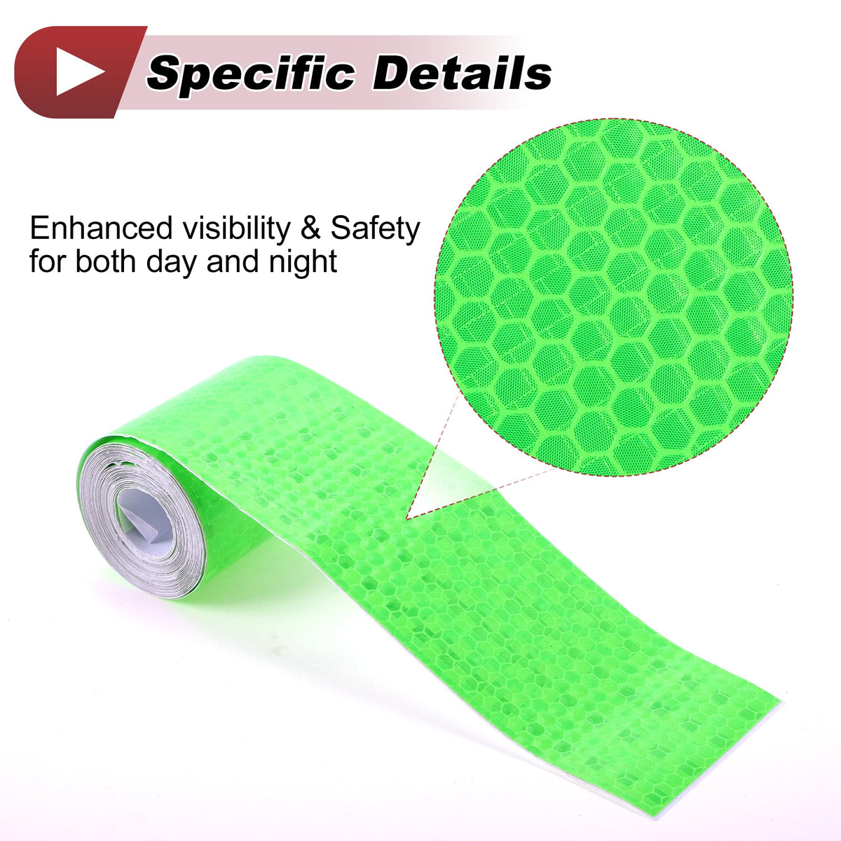 1 Pcs Safety Warning Reflective Tape Increased Visibility Reflective Strips 9.84ft x 1.97" Green PVC