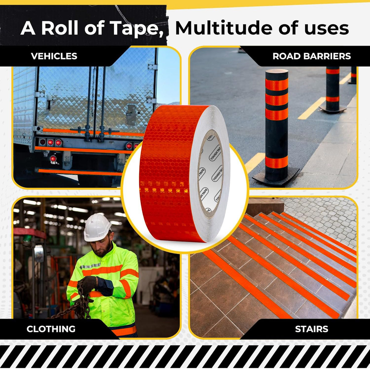 DOT C2 Safety Reflective Tape 2IN x 100 FT - Outdoor Waterproof Conspicuity Tape - Red Reflector Tape for Trailers, Vehicles, Boats - Strong Reflective Safety for Caution Warning Signs