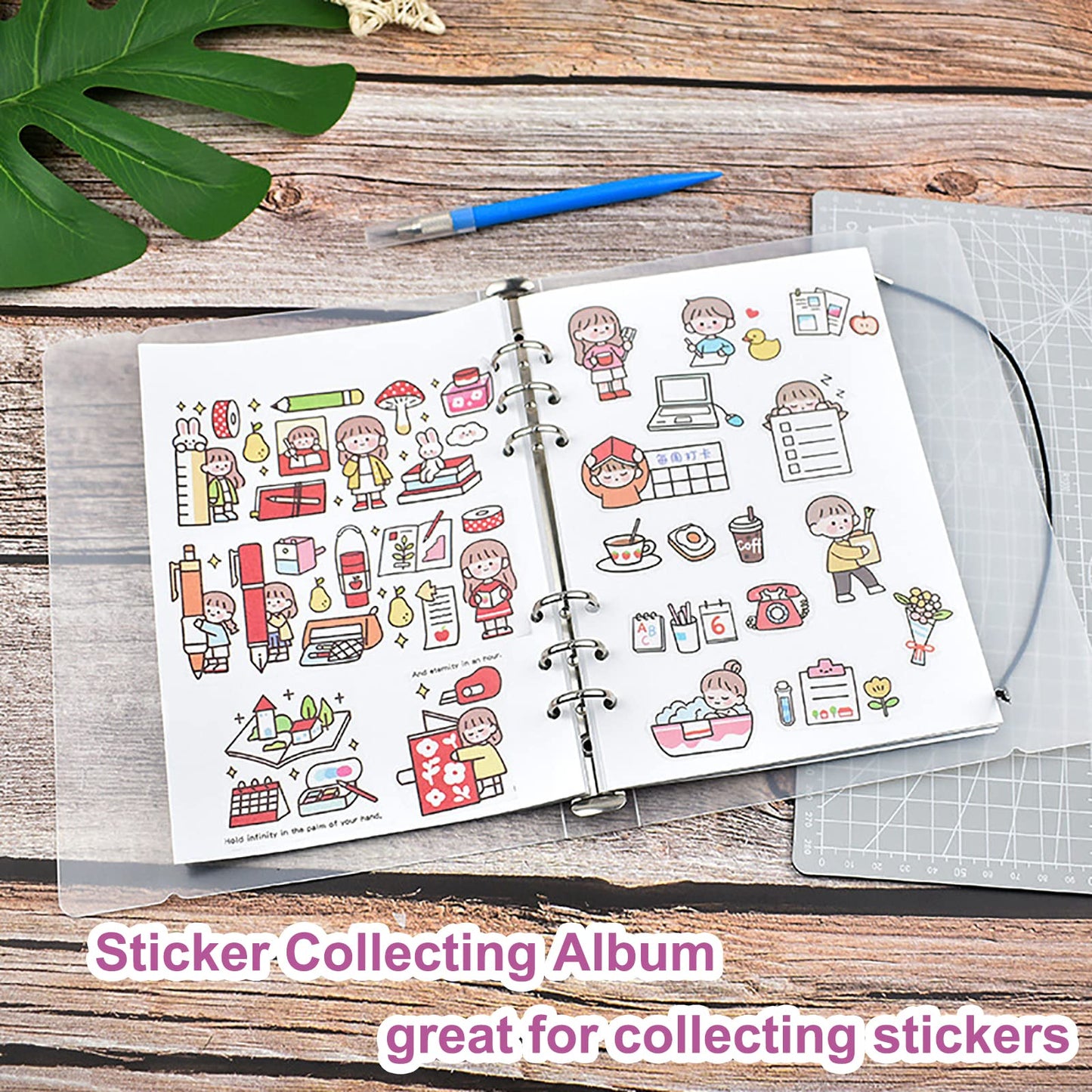 Sticker Collecting Album Reusable Sticker Book PP Frosted Translucent Cover Sticker Album 80 Sheets Blank Sticker Collection Accessories for Collecting Stickers Labels (A5) A5