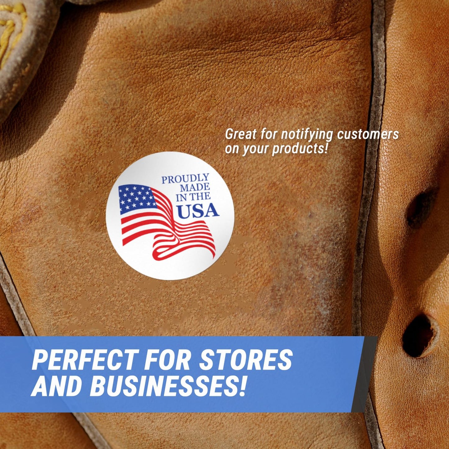 Proudly Made in The USA Stickers - Patriotic Production Sticker for Products, Manufacturing, Wholesale, Sales, Craft, American Made - 300 Count Circle Dot Labels - 1.5 Inch Stickers