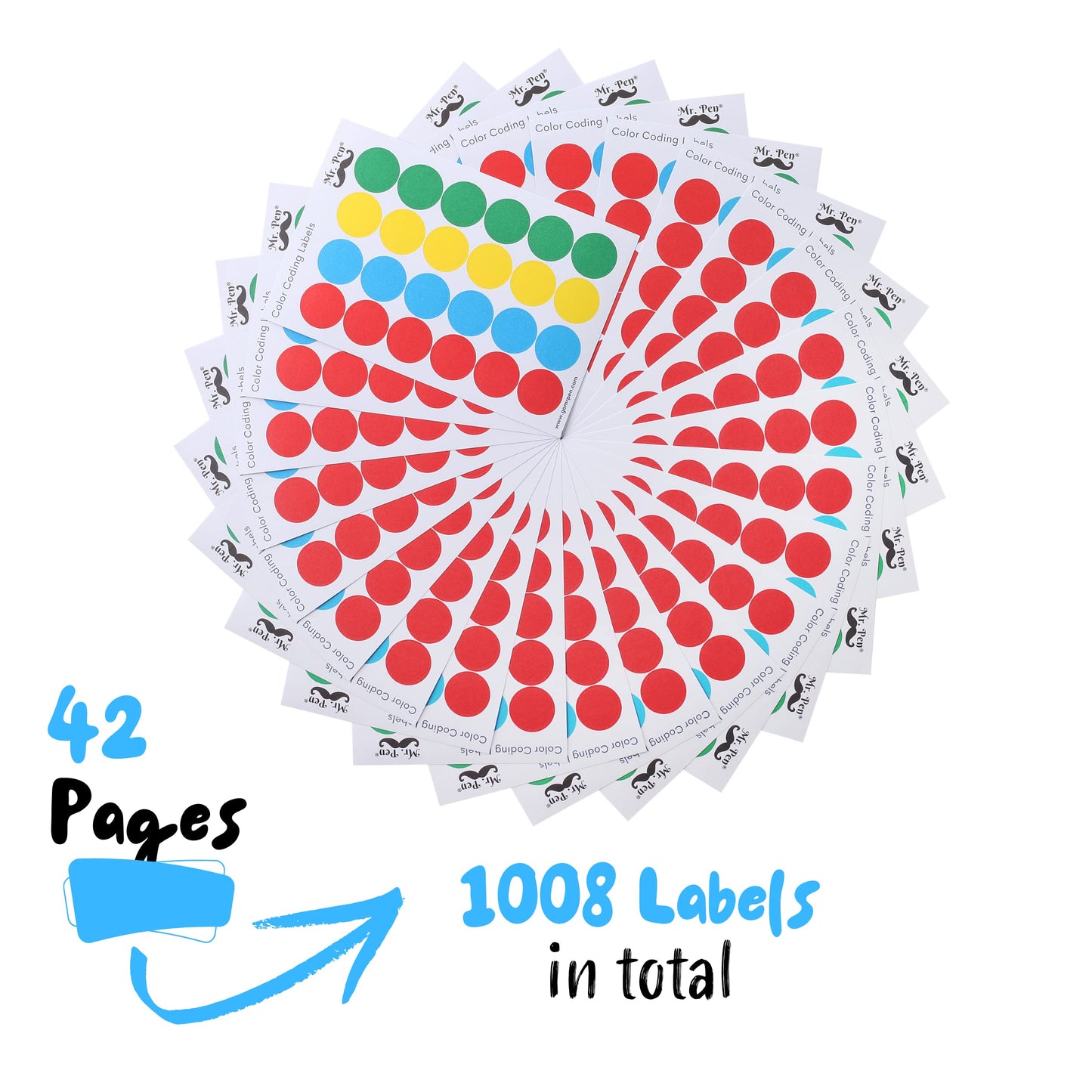 Mr. Pen- Color Coding Labels, 1008pcs, Assorted Colors, ¾” Dot Stickers, Round Stickers, Color Dots Stickers, Colored Sticker Dots, Dot Labels, Colored Stickers, Circle Stickers, Circle Sticker Labels