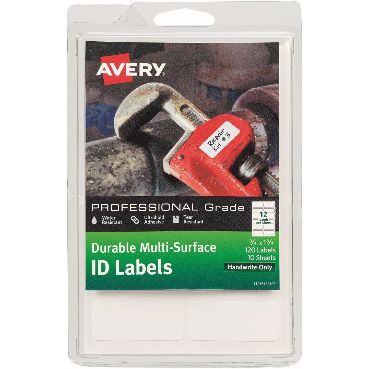 Avery Durable Multi-Surface ID Labels, Ultrahold Adhesive, White, 3/4" x 1-3/4", 120 Pack (61521)