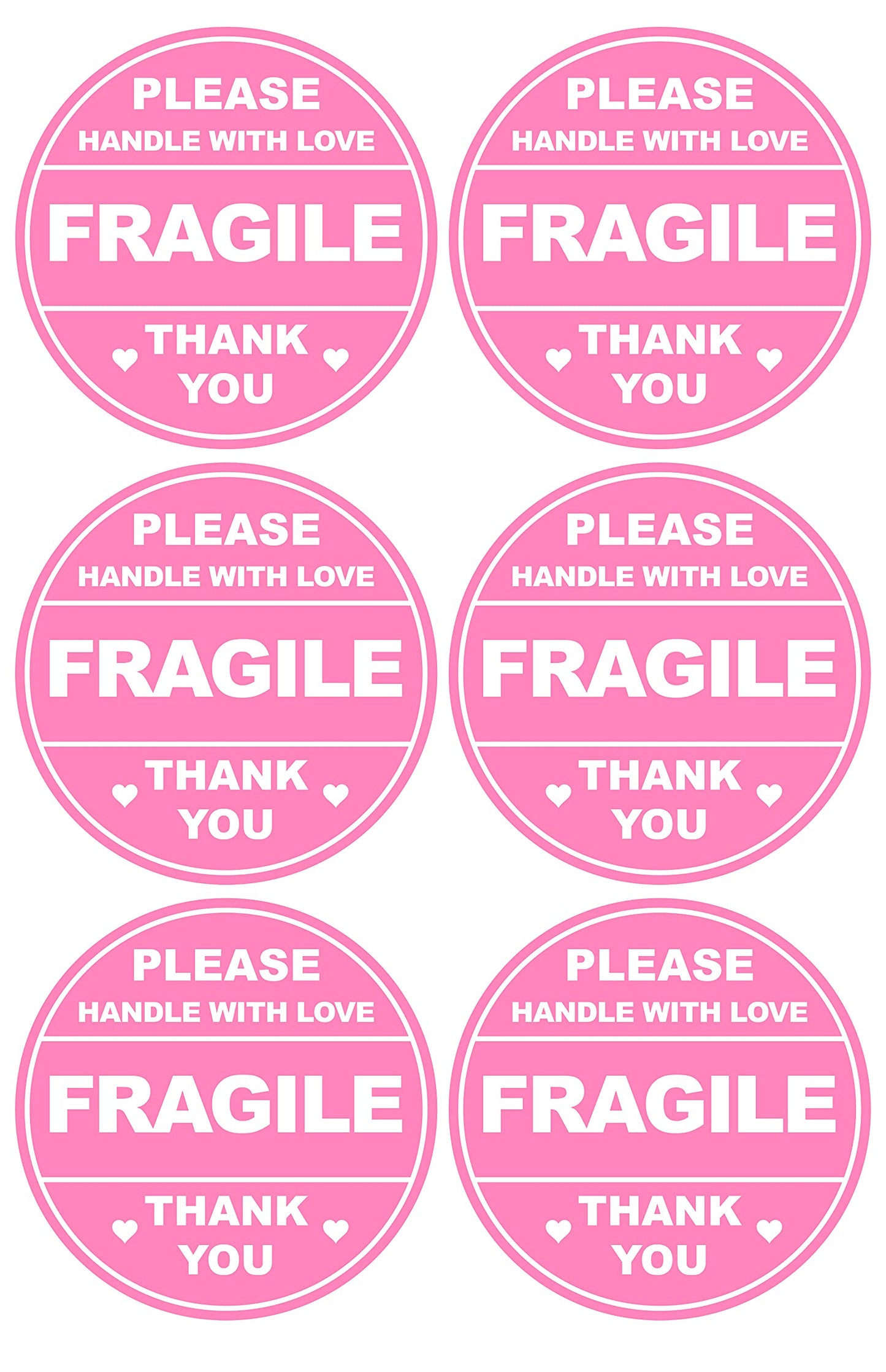 2 inch 150PCS Pink Fragile Handle with Love Labels Stickers Shipping Mailing Cartons Envelops Adhesive Labels-Poskornwel
