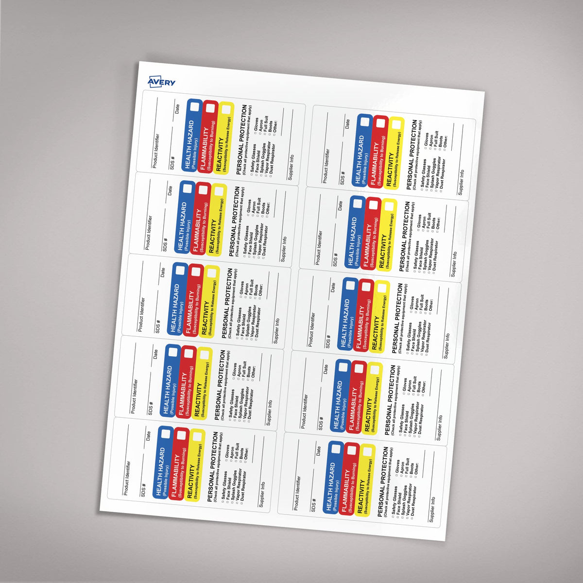 Avery HMIS Secondary Container Labels, Waterproof, Chemical Resistant, Preprinted, Handwrite-Only, 4" x 2", 100 HMIS Labels 4" x 2" 100 labels