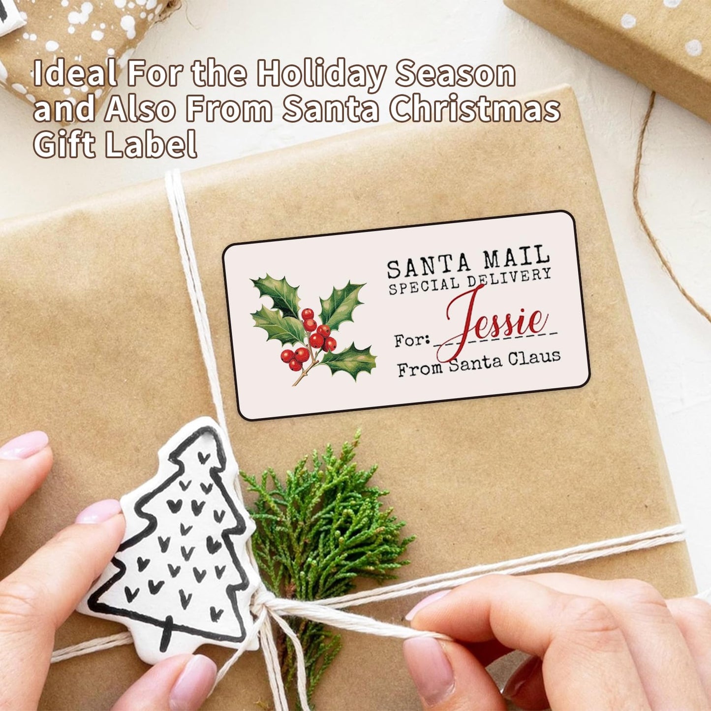 300 Pieces Christmas Address Labels 2 x 4 Inches Printable Christmas Address Labels Mailing Labels Compatible with Laser and Inkjet Printer 2x4 inches Holly Berries