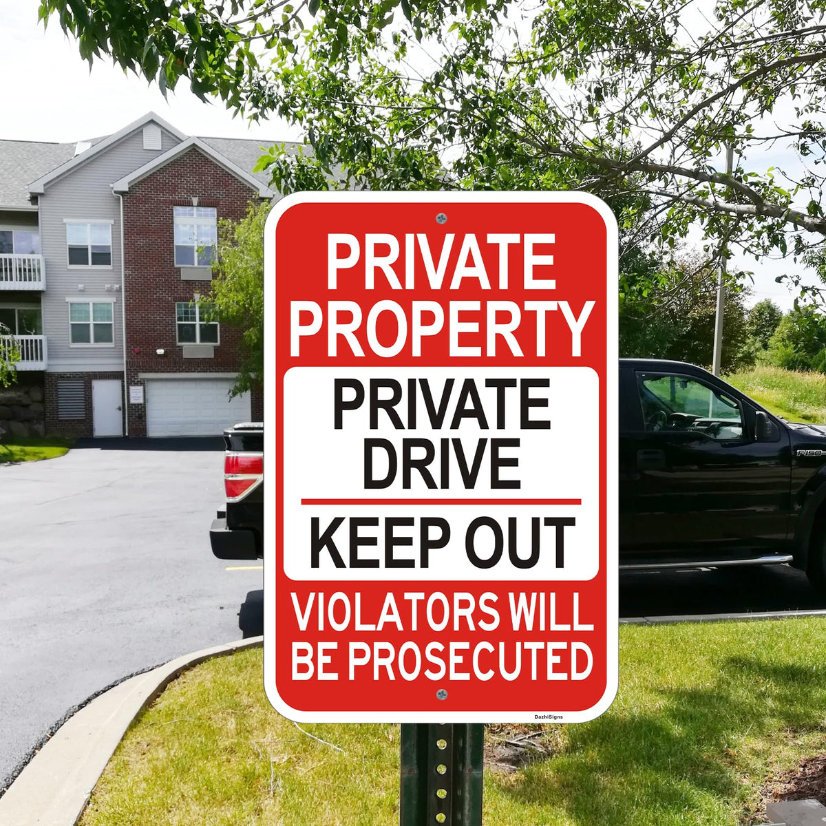 2 Pack Large Private Property Sign, 18"x12" Private Drive Sign, Engineer Grade Rust Free Reflective Aluminum Private Drive Private Property Signs, Fade & Weather Resistant, UV Protected, Easy to Mount