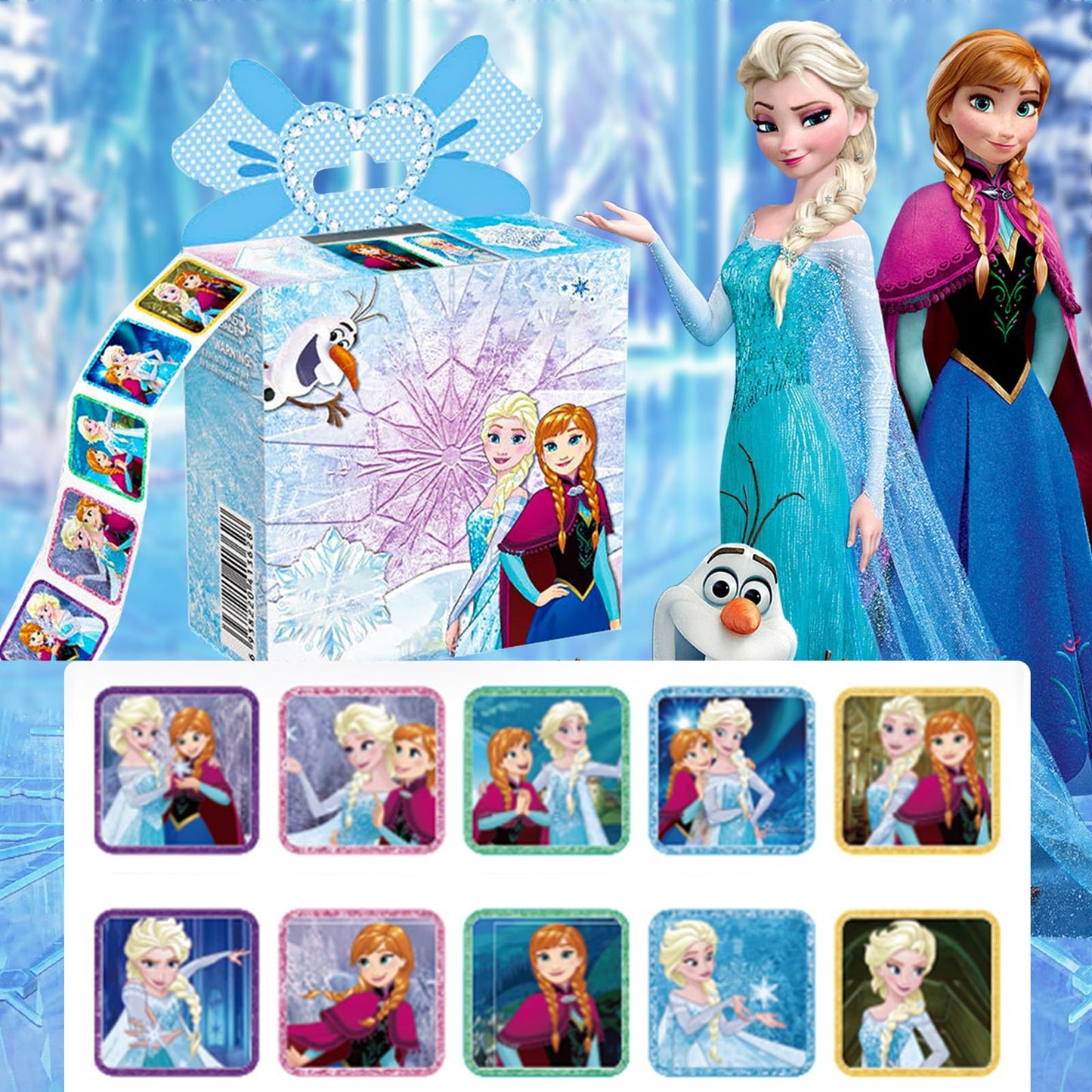 600 Pcs Roll Kids Character Stickers, 3 Pack in 30 Designs, 1-1/2 Inch Self Adhesive Cartoon Princess Stickers for Kids & Teacher