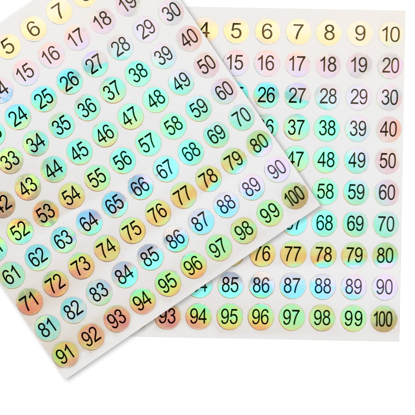 10 Sheet Number Stickers, Self-Adhesive Small Round Office Labels, Reflective Laser Numbered Stickers for Inventory Storage, Nail Polish Bottles, Swatch Sticks & Lipsticks
