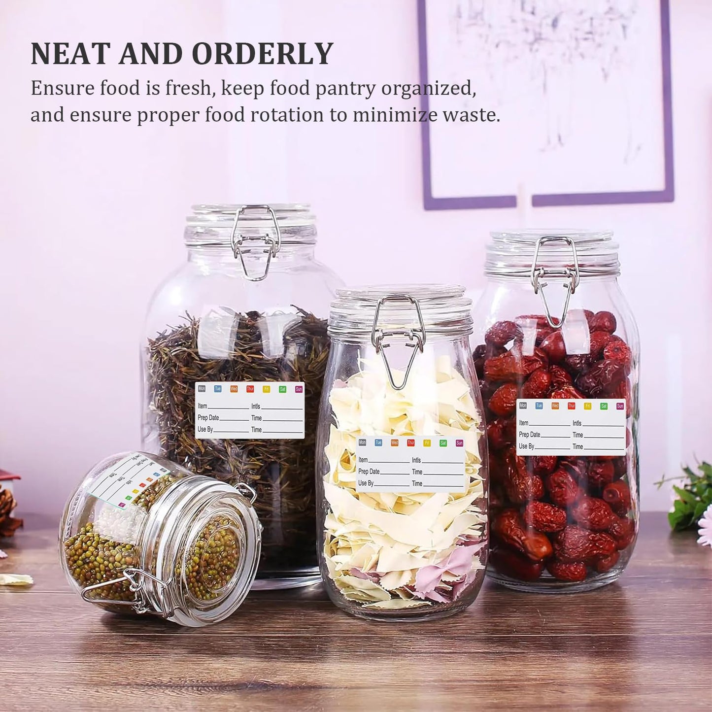 Removable Freezer Labels, 300 Pcs Food Storage Labels, Waterproof Oil Resistant Easy Clean Writable Date Stickers for Containers, Mason Jar, Bottle (300 pcs/roll)