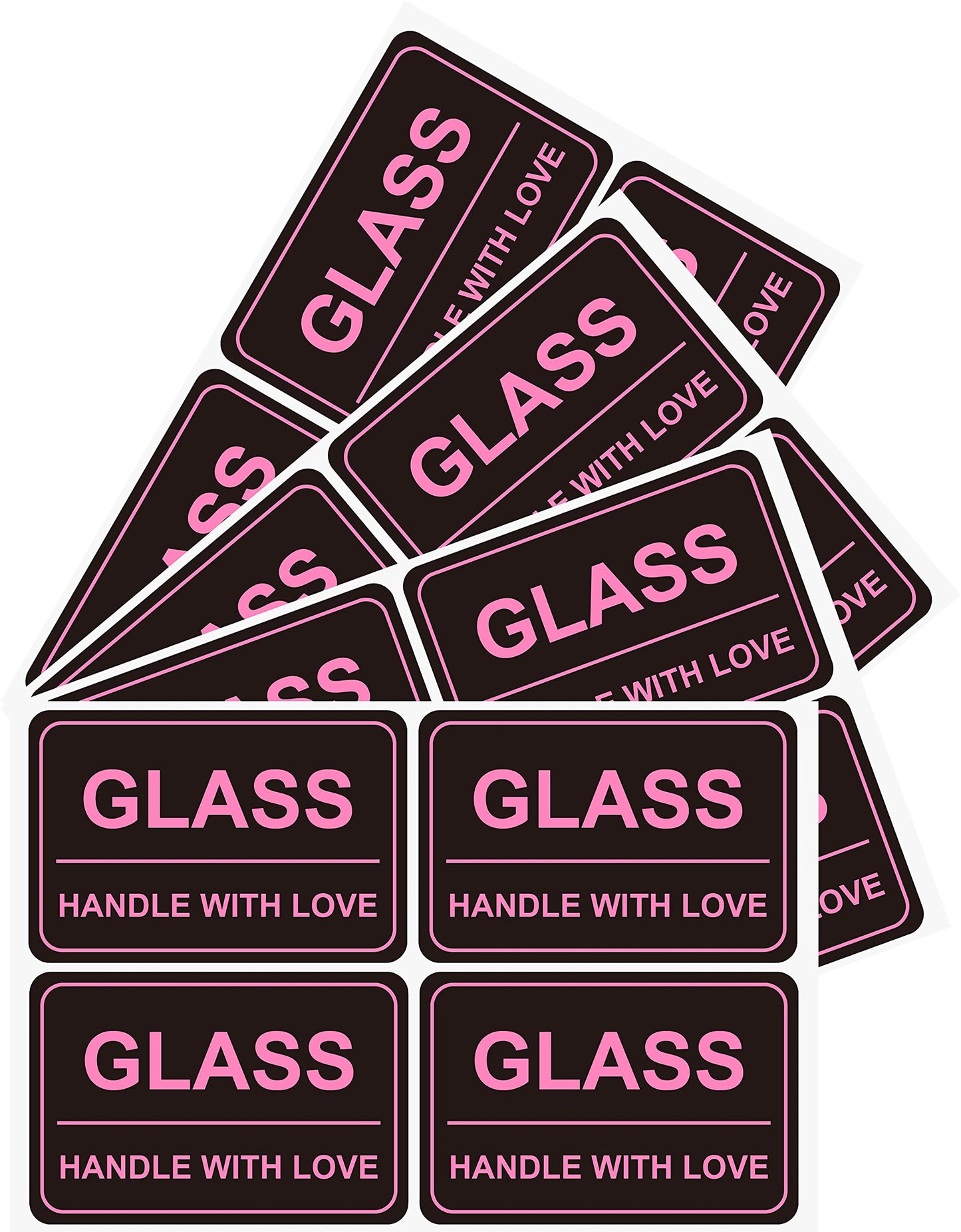 2"x3" 200 PCS Black Glass Sticker Fragile Handle with Love Stickers Shipping Mailing Cartons Envelops Adhesive Labels-Poskornwel