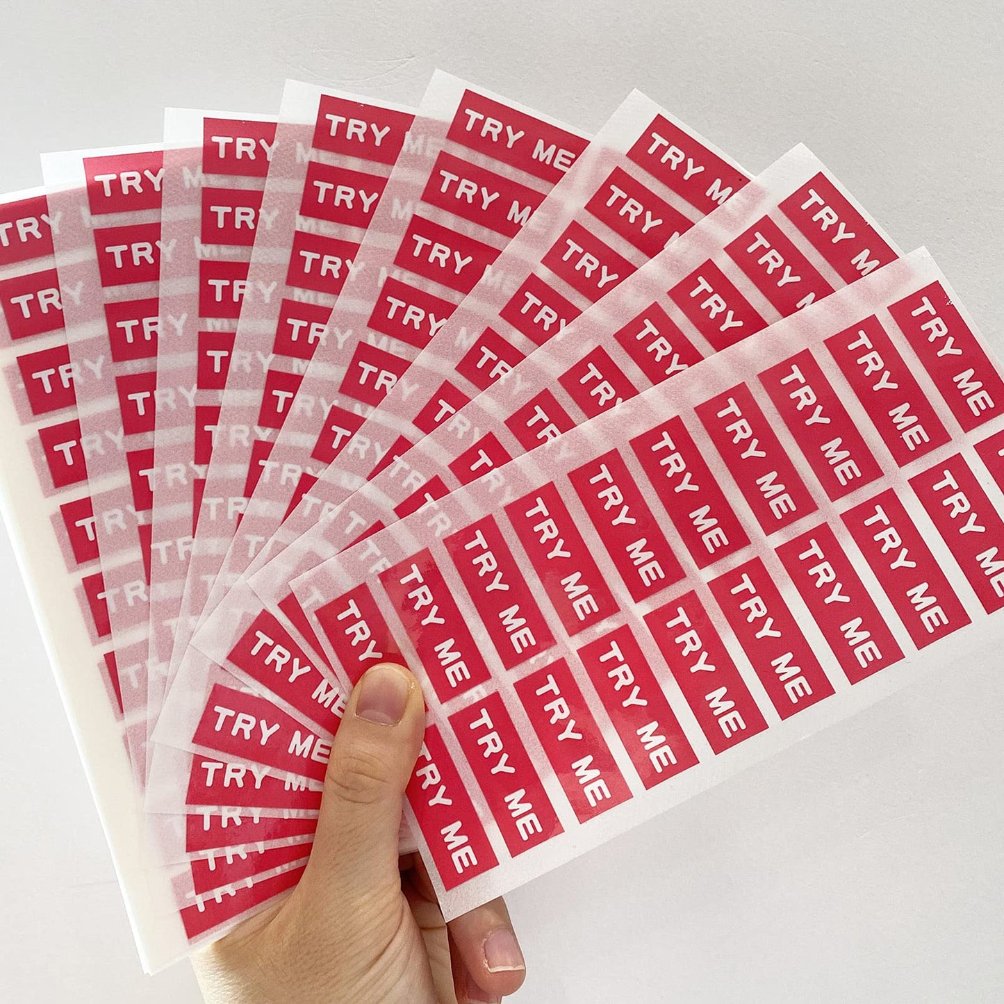 Top label Try Me Stickers,Tester Sample Label for Cosmetics,Pink Sample Stickers,1.25x0.5 Inch,500 Pcs Per Pack