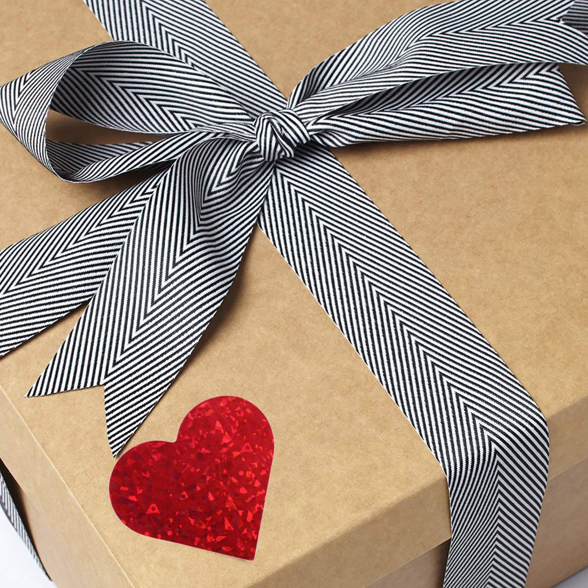 1.5" Red Heart Stickers with Glitter Holographic Gravel Pattern, 500 pcs Sparkling Adhesive Heart Sticker Labels per Roll, Love Stickers for Personal and Business Use 1.5 inch