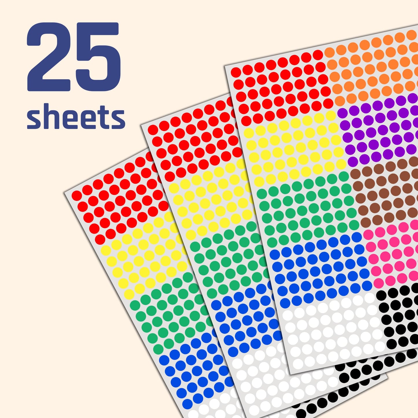 10,000 Pieces, 1/4 inch - Small Colored Round Dot Stickers - 10 Colors 10,000 Pieces