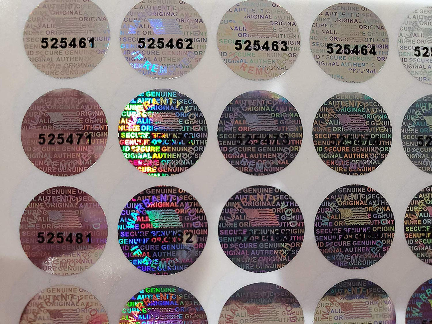 14 MM (0.53 inch) with Serial Number Round Tamper Evident Security Void Hologram Labels Seals Stickers- Maxhologram Brand (100) 100