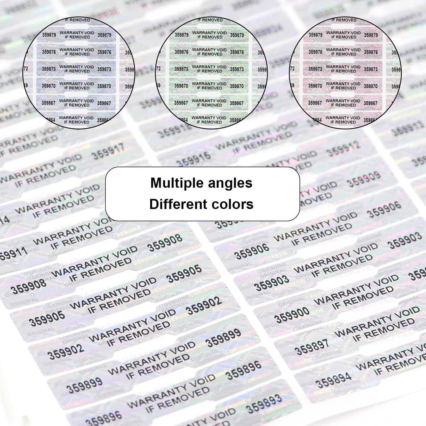 300 Pcs Hologram Tamper Evident Stickers, High Security Sticker, DogBone Warranty Void Tamper Proof Sealing Labels, Unique Sequential Serial Numbering (WZRYSEAL 2Inch X 0.4Inch) 300