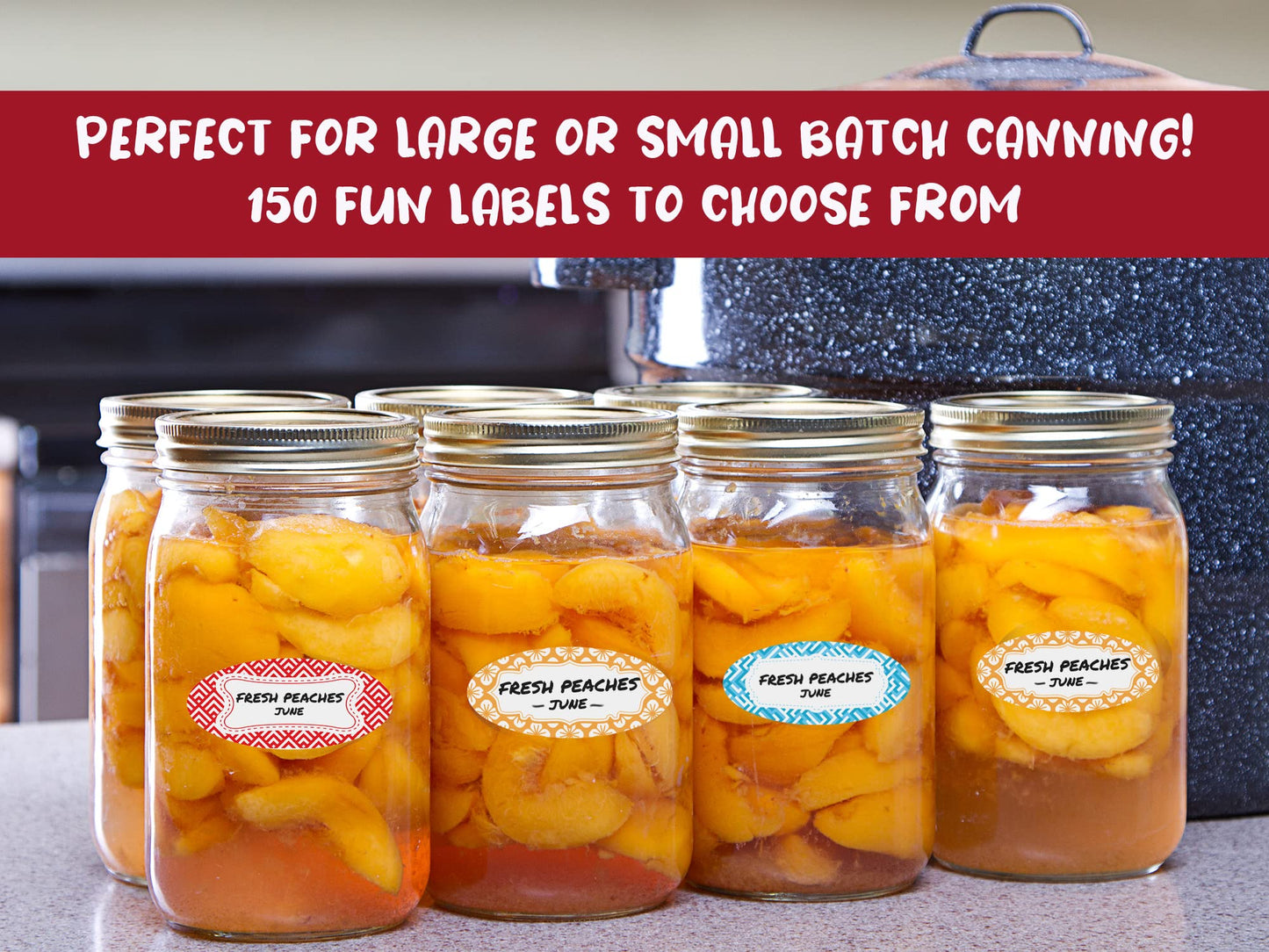 MESS Dissolvable Canning Labels for Jars – 1x2.25 in. 150/Pack – Removable Stickers for Mason Jars, Jam, Preserves (Color) Multi-color