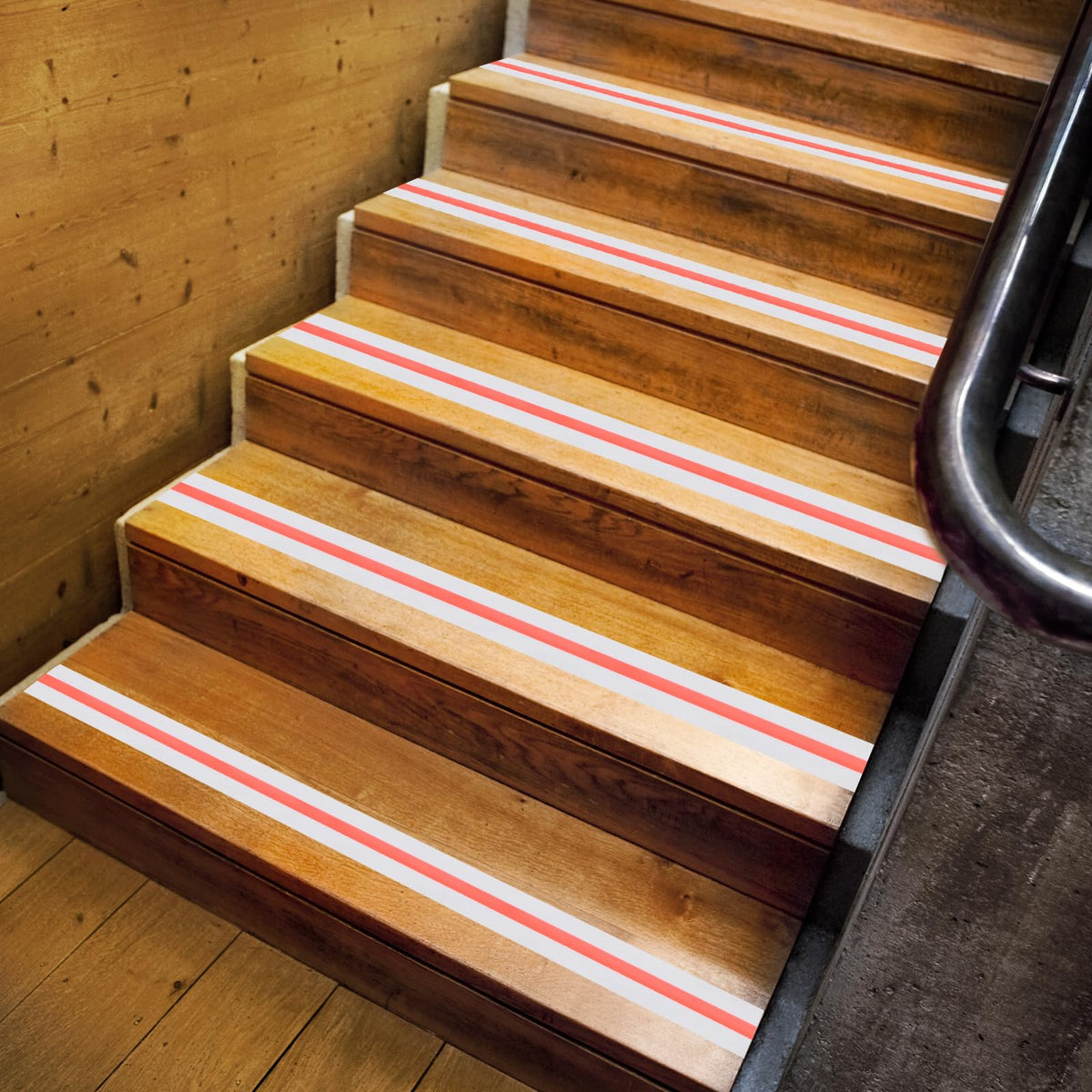 MECCANIXITY Anti Slip Traction Tape with Luminous Strip 2 Inch x 16.4 ft Waterproof Non Skid Stair Treads Grip Tape for Indoor Stairs Step Outdoor Skateboard, White with Green 2 Inch x 16.4ft White/Green 1