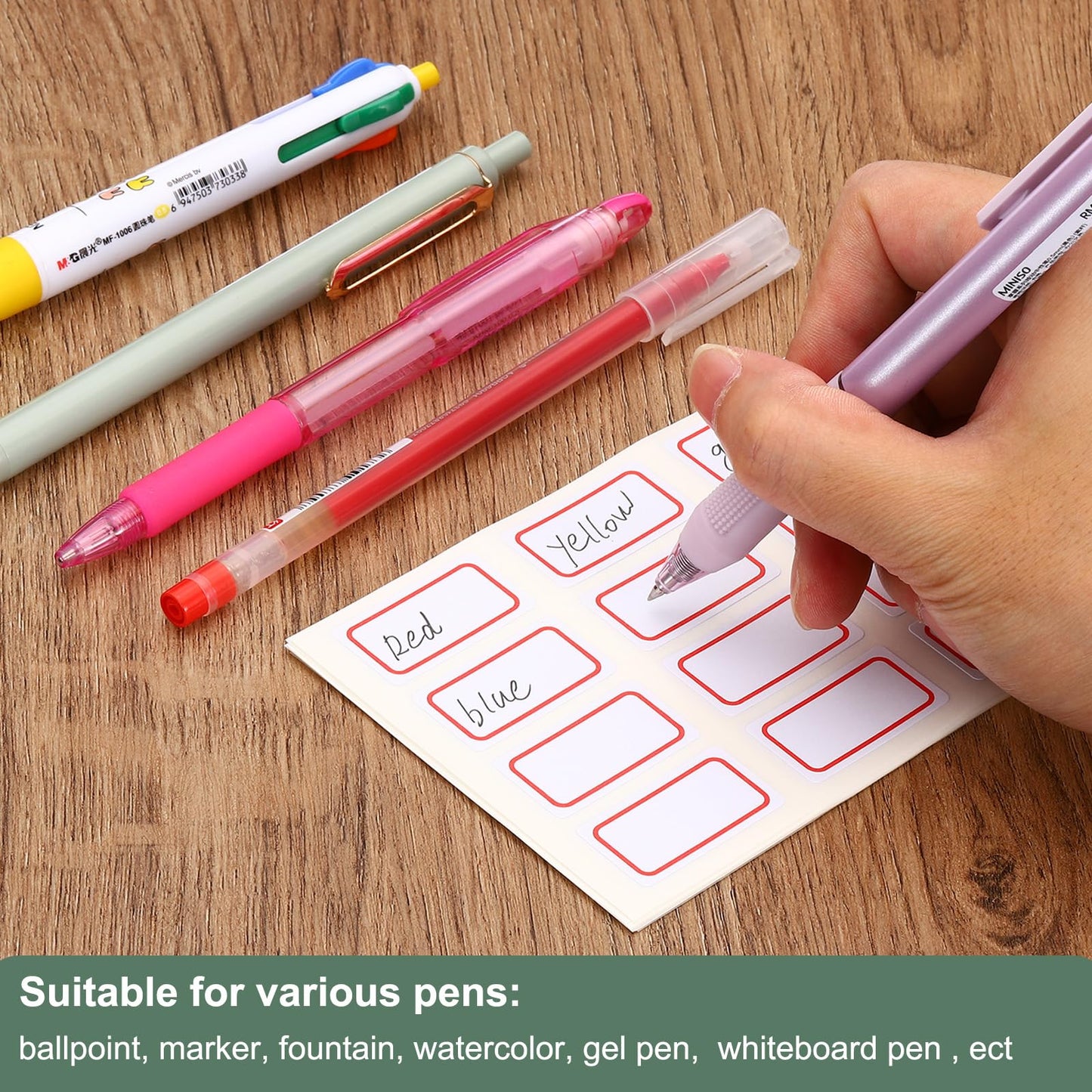 M&G 600 Pcs Name Tag Stickers, Name Labels Stickers Waterproof Adhesive Labels Blank for Stuff-Daycare Supplies Bottle Clothes Fabric Folder Office Camp, 24x27mm, Red White