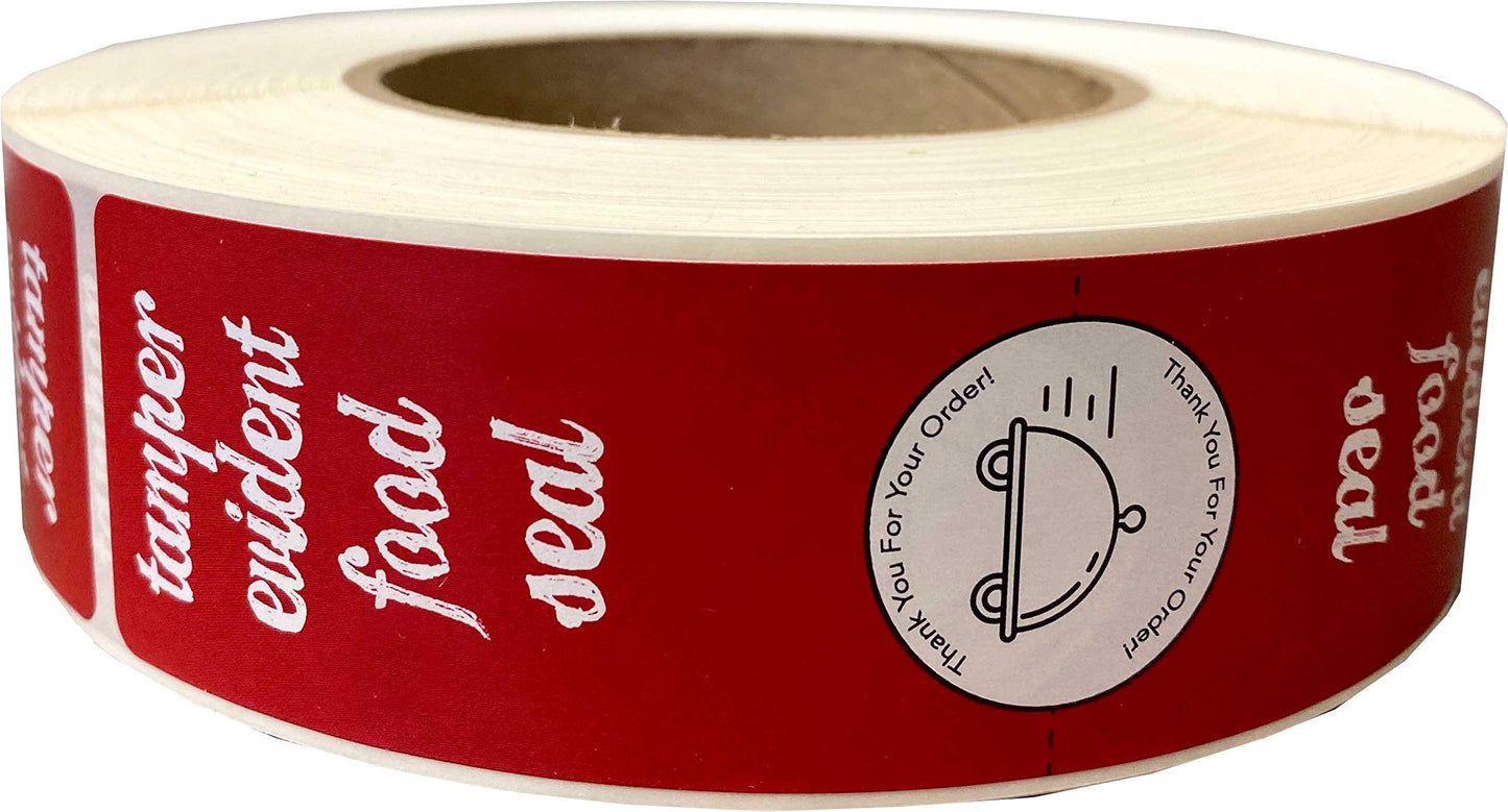 500 Red Tamper-Evident Food Seal Stickers, Labels for Food Containers 1.5 x 6 Inches, Writable Tamper Proof Stickers, Tamper Evident Tape - Ideal for Secure Food Delivery 500