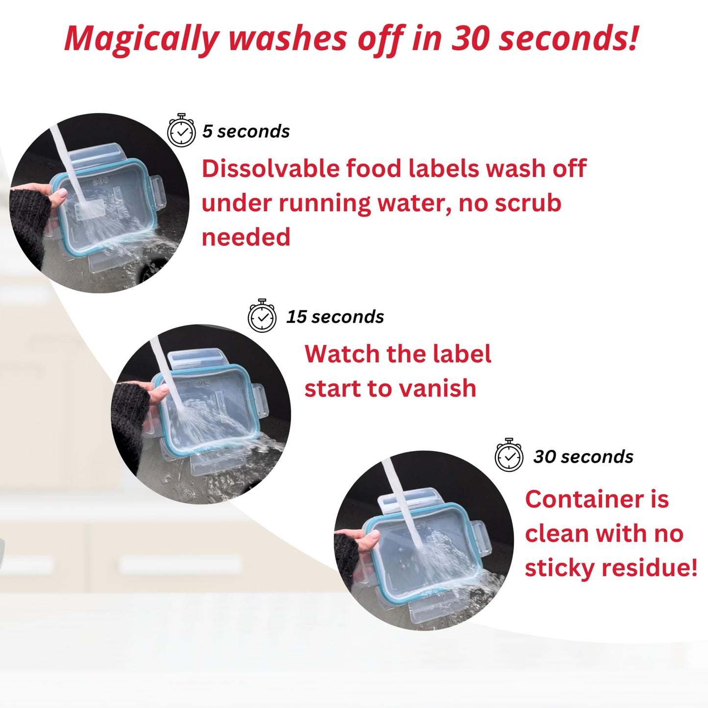 2x1 Dissolvable Labels for Food Storage - Container Stickers, Date Labels (250, Blank) 250 White