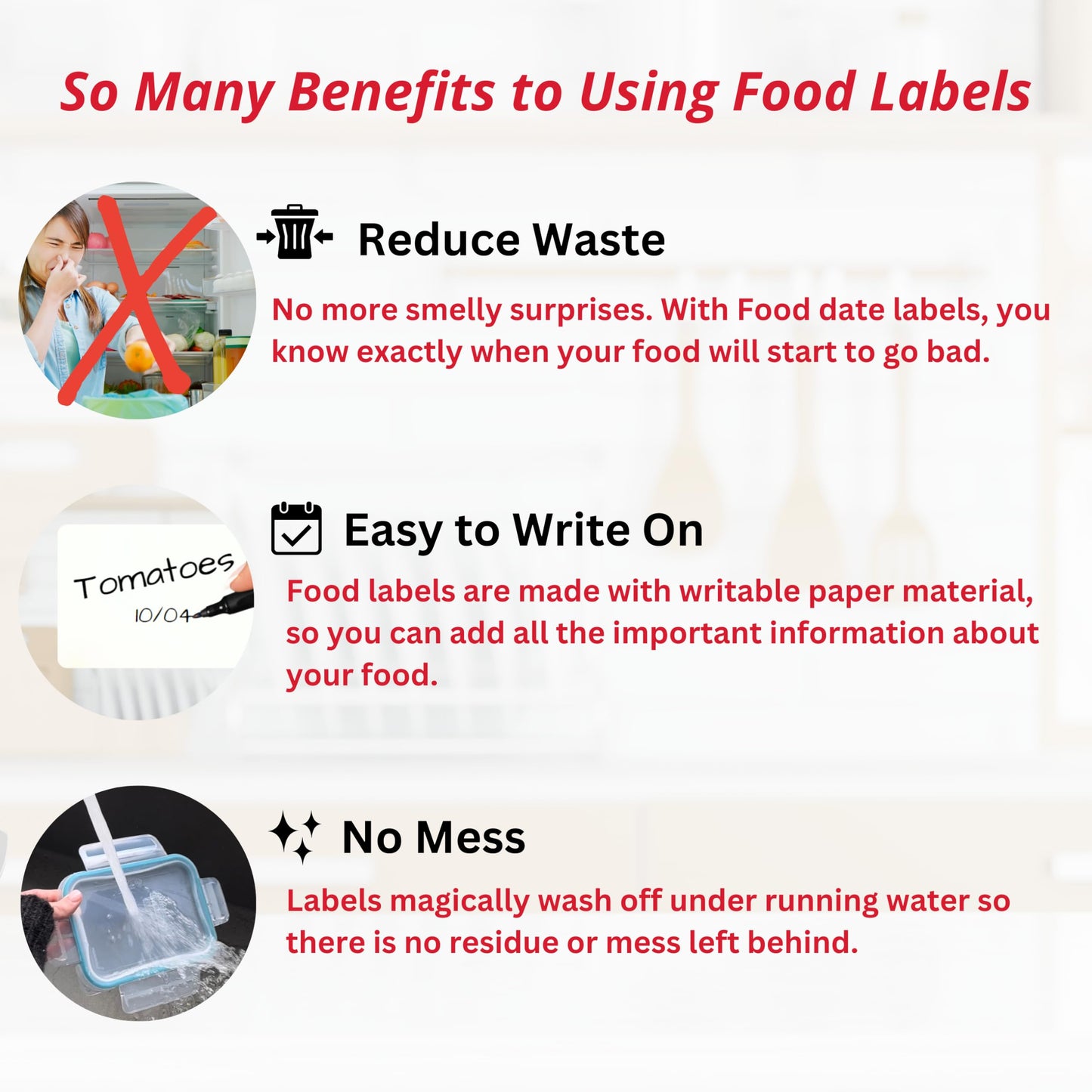 2x3 Food Labels - 500 Blank Dissolvable Stickers for Containers, Kitchen, Freezer, and Baby Food